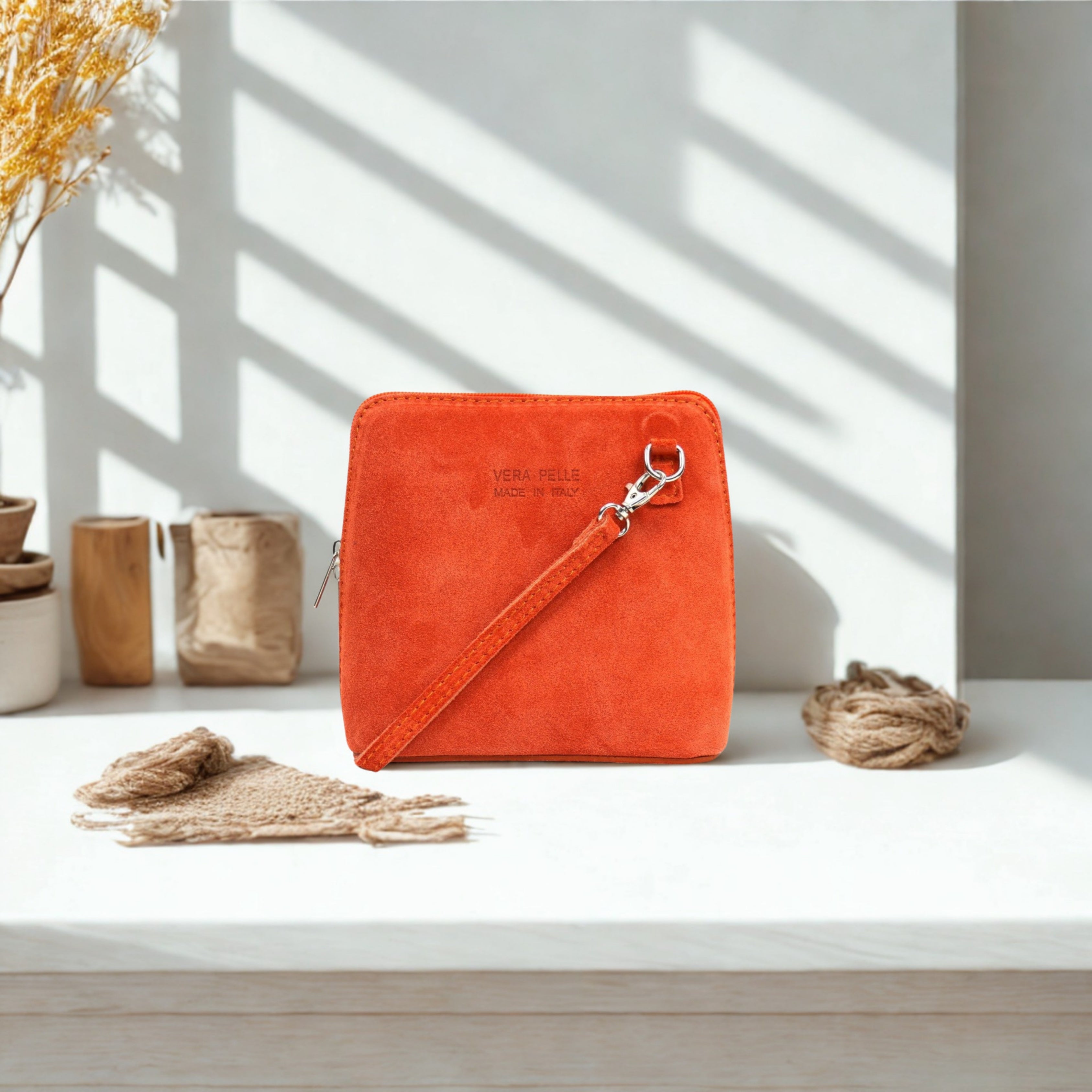 Suede Leather Small Square Bag
