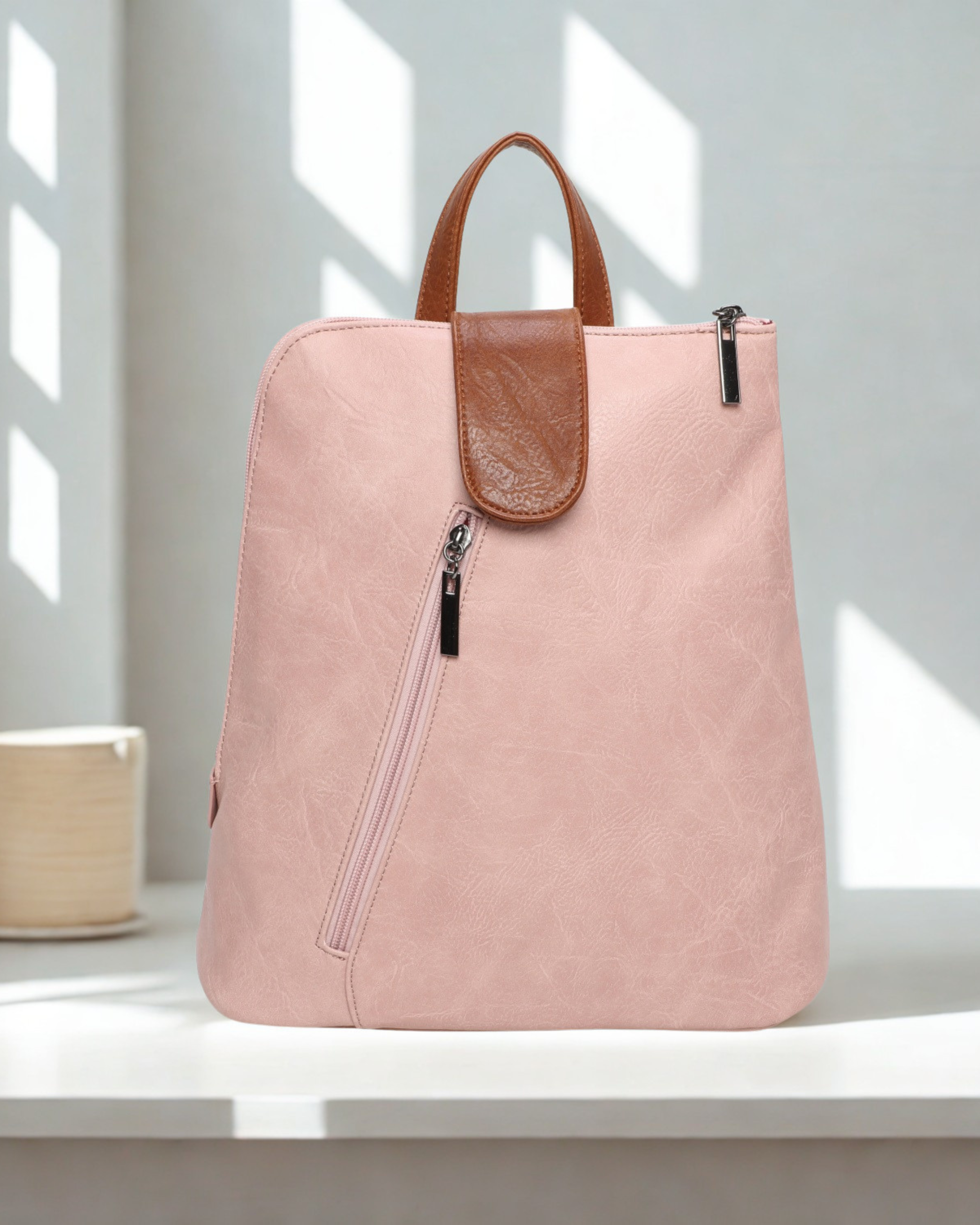 Women’s Synthetic Leather Backpack Handbag 2-in-1 Convertible Bag – Top Zip Closure, Multi-Pocket Travel Daypack with Adjustable Straps