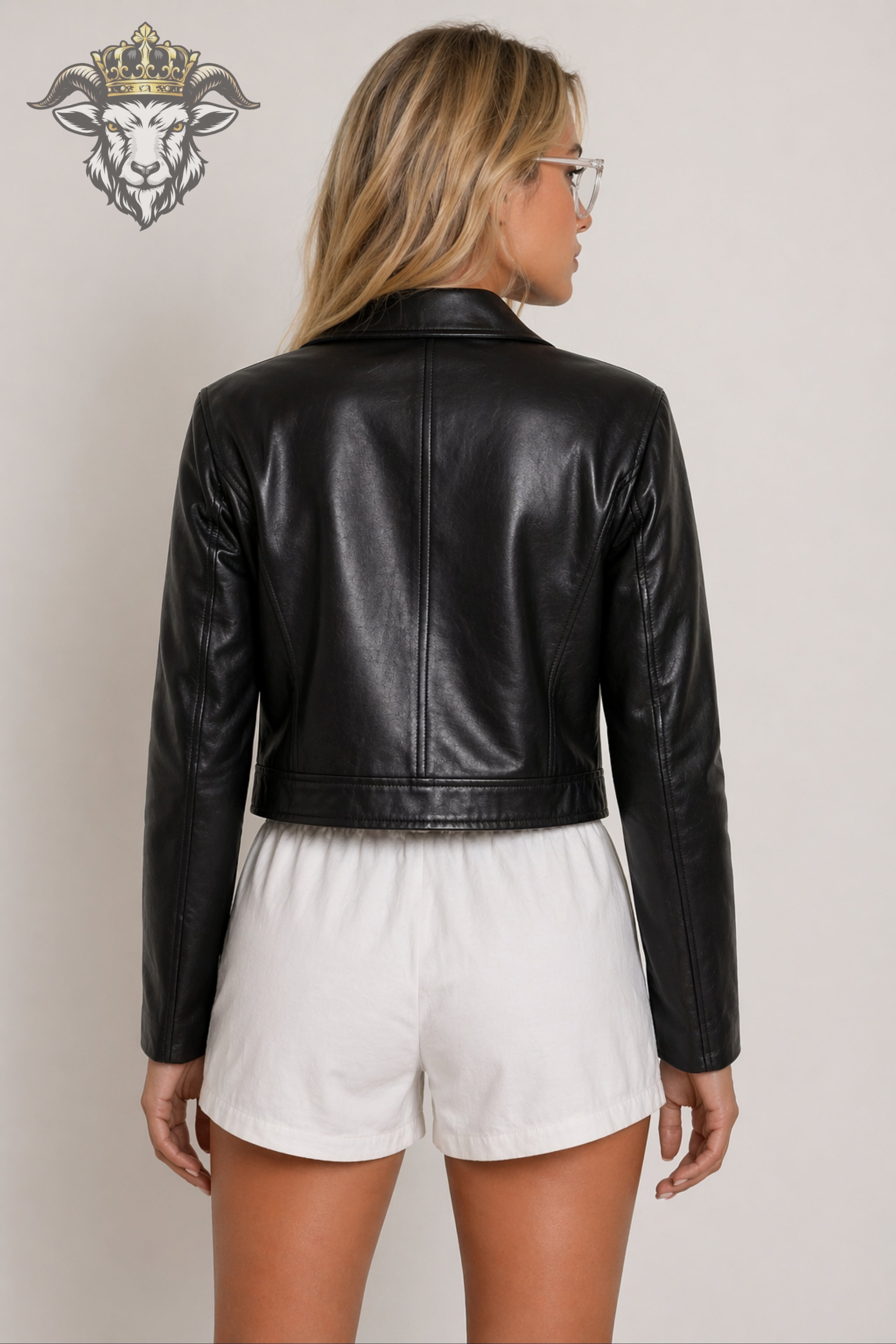 Women’s Black Real Leather Cropped Jacket
