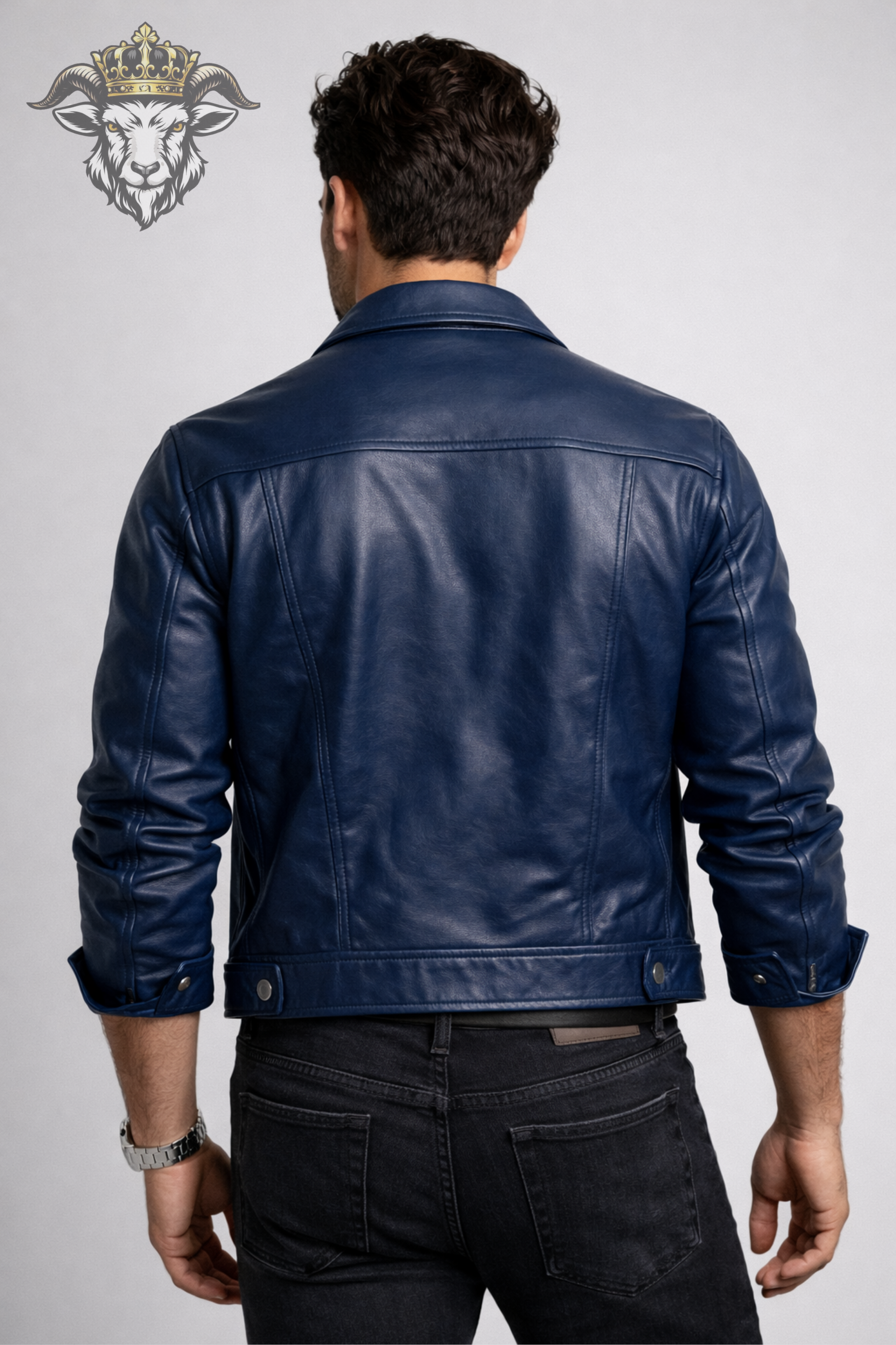 Men’s Loyal Blue Real Leather Trucker Jacket