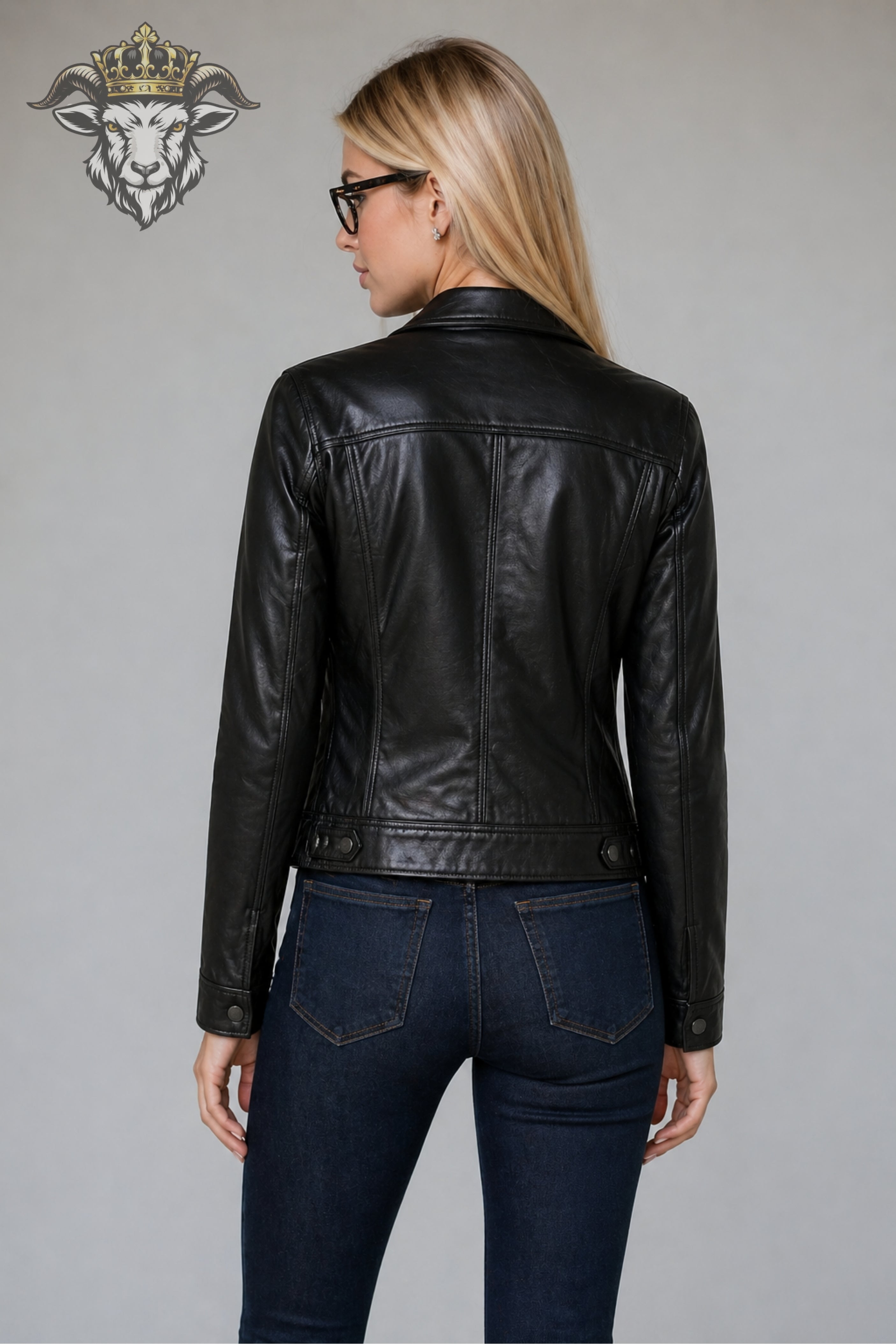 Women’s Black Real Leather Trucker Jacket
