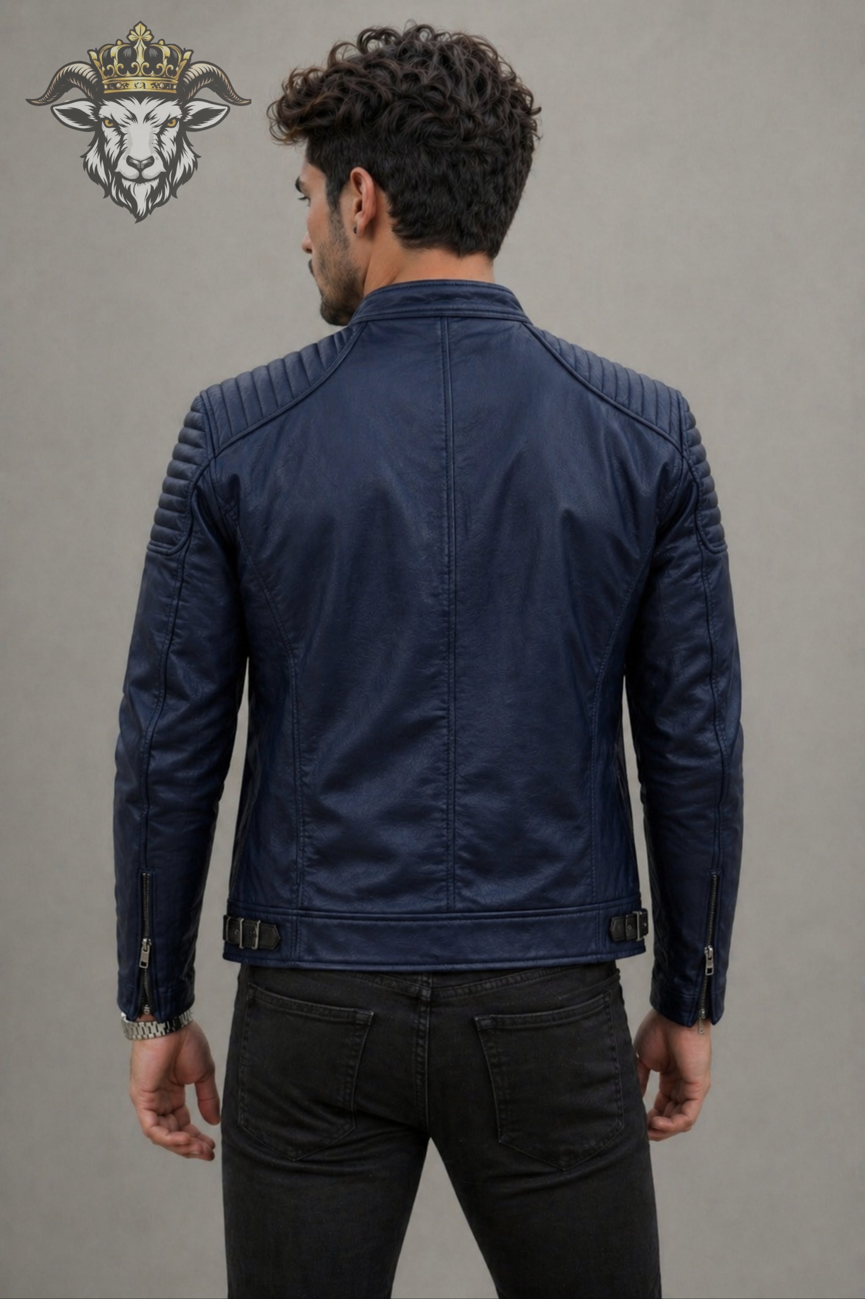 Men’s Indigo Real Leather Roadster Jacket
