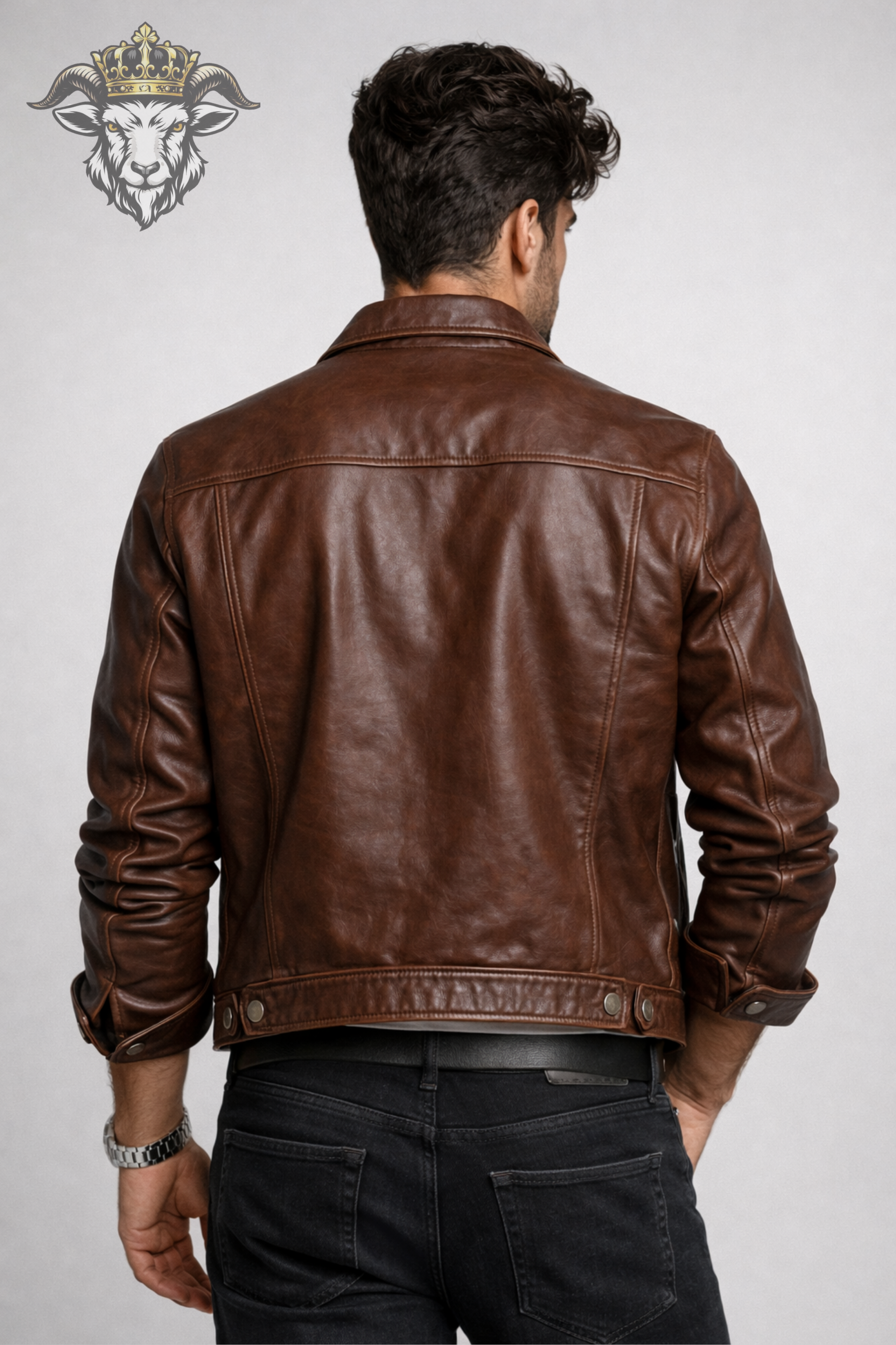 Men’s Brown Real Leather Trucker Jacket