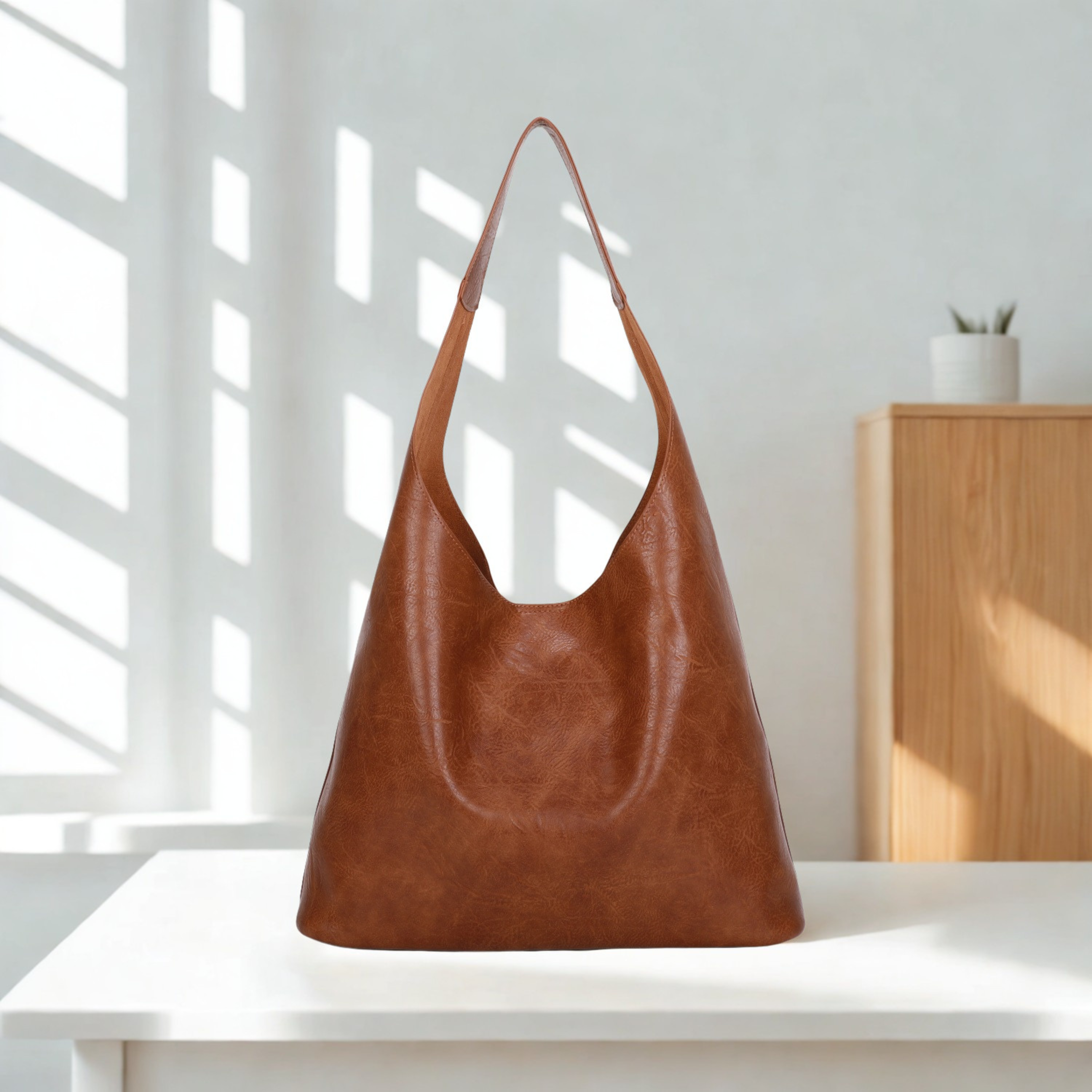 Women’s Hobo Shoulder Bag Synthetic Handbag with Magdot Top Closure