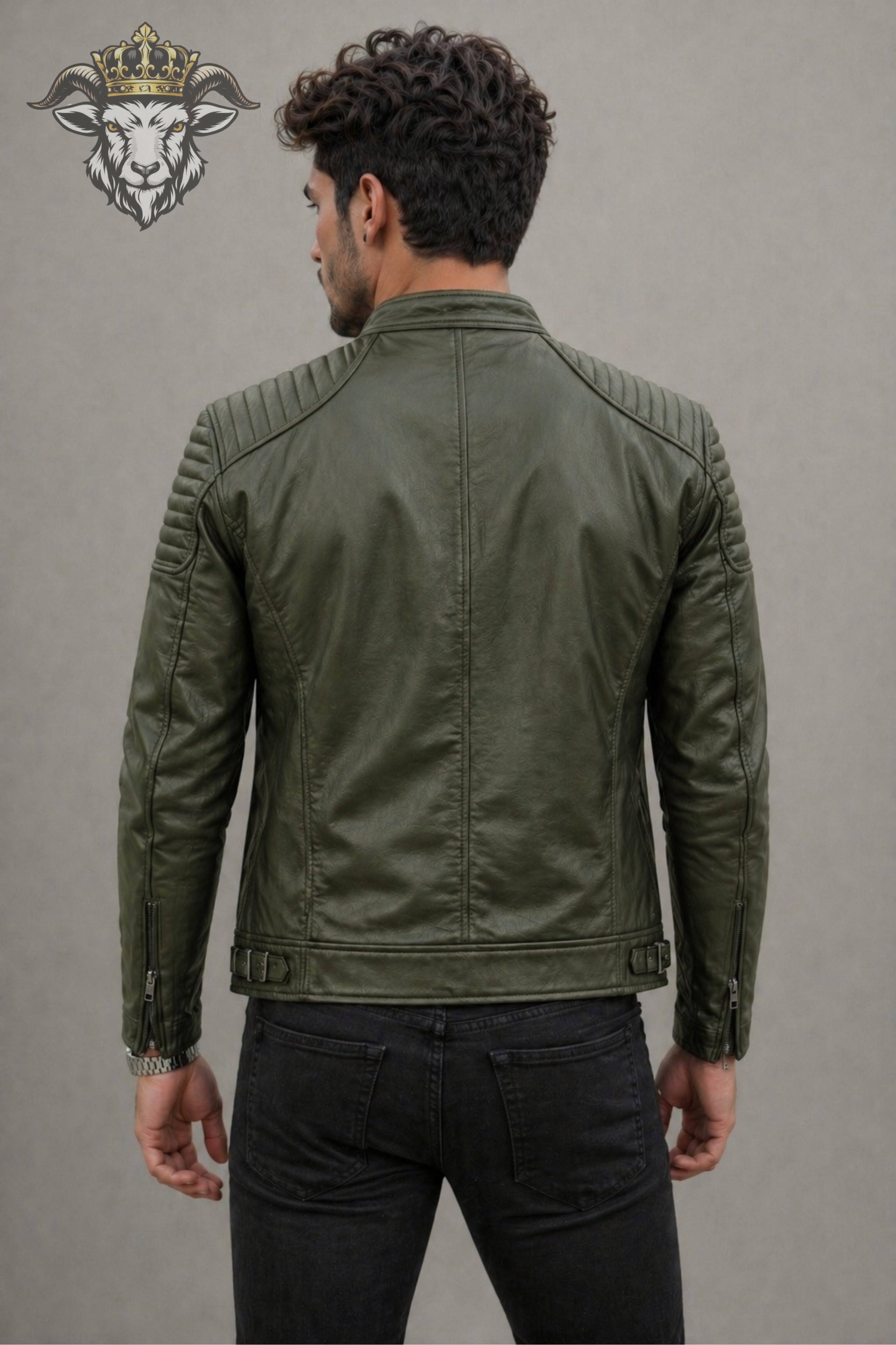 Men’s Green Real Leather Roadster Jacket