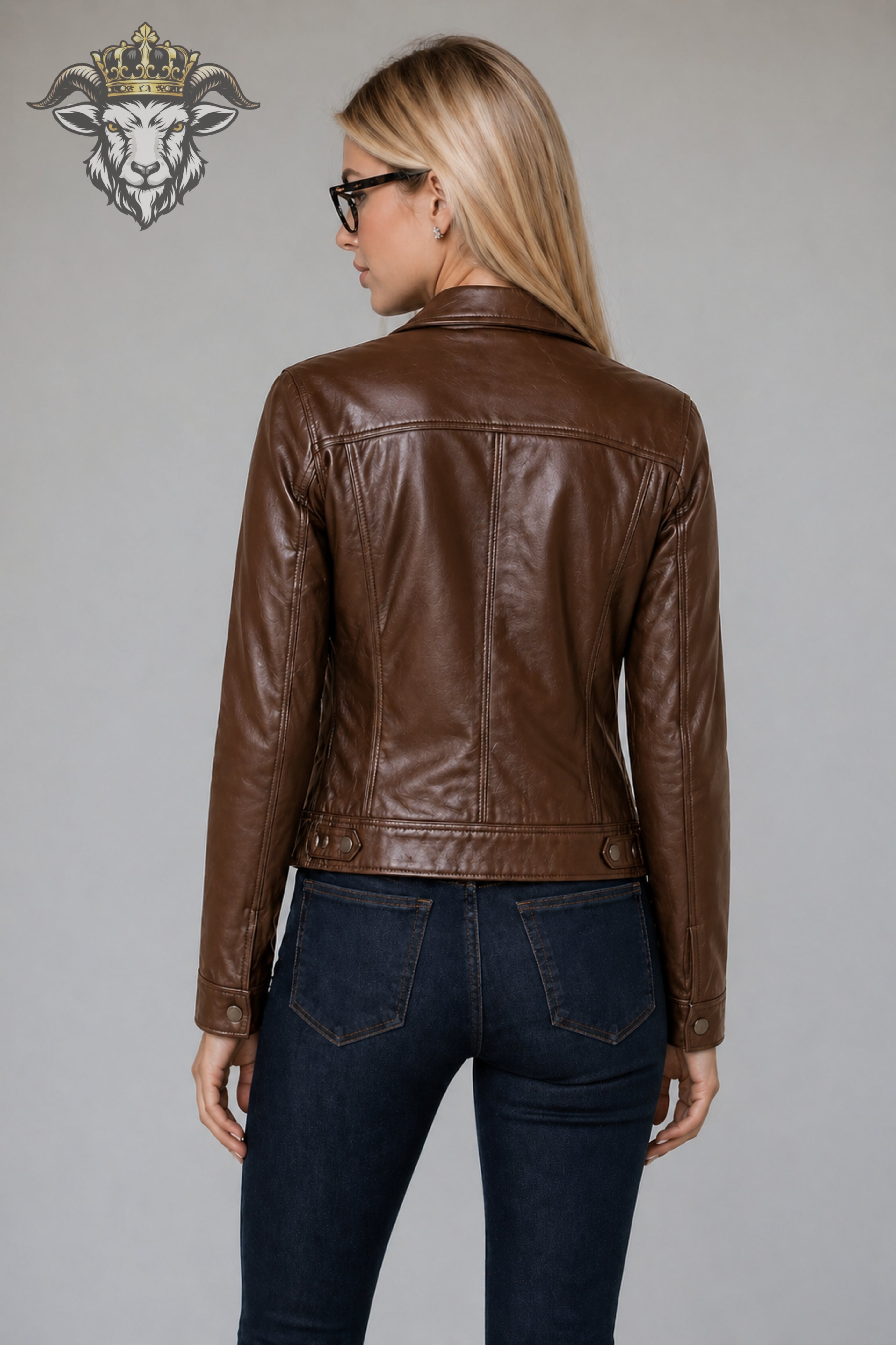 Women’s Brown Real Leather Trucker Jacket