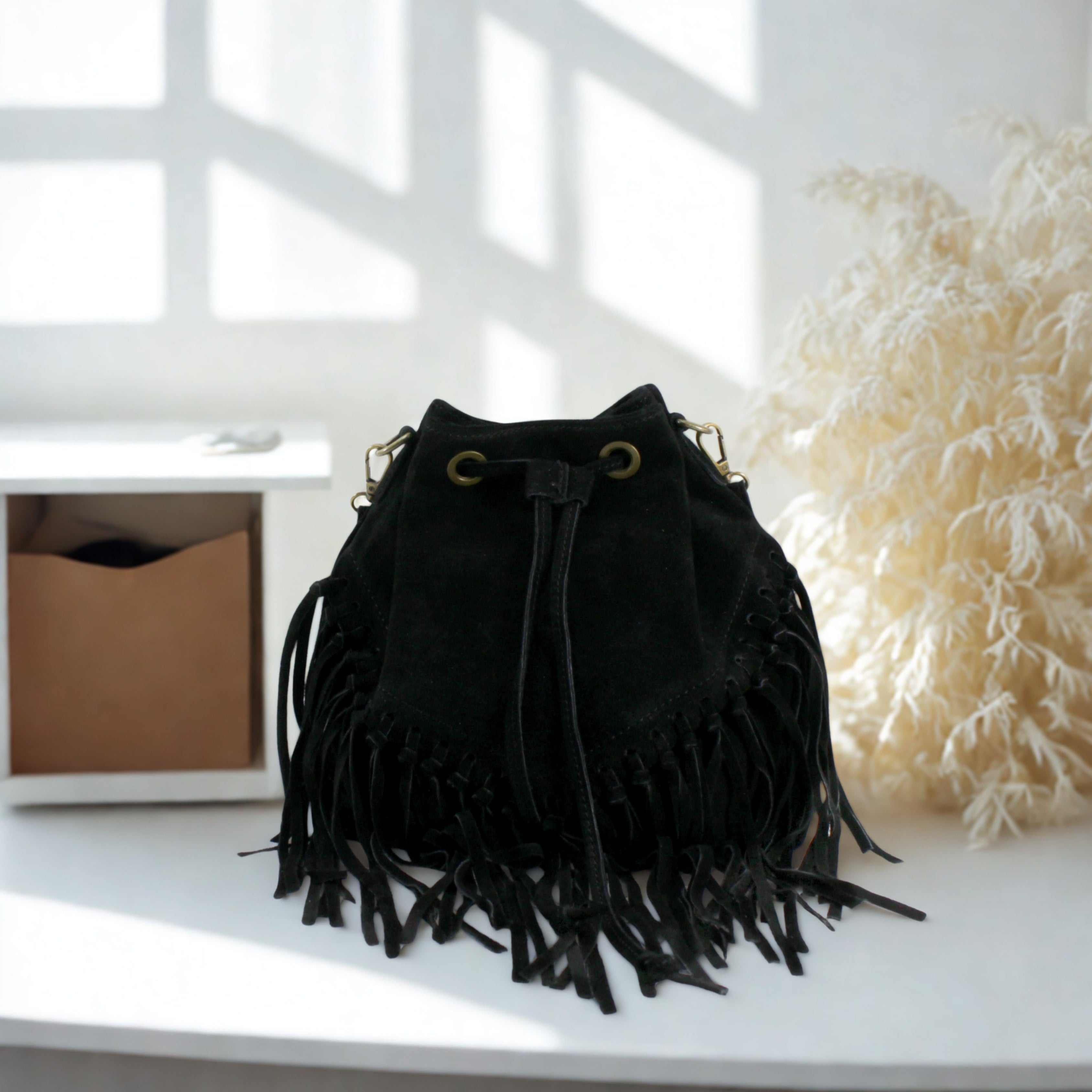 Italian Real Suede Bucket Bag