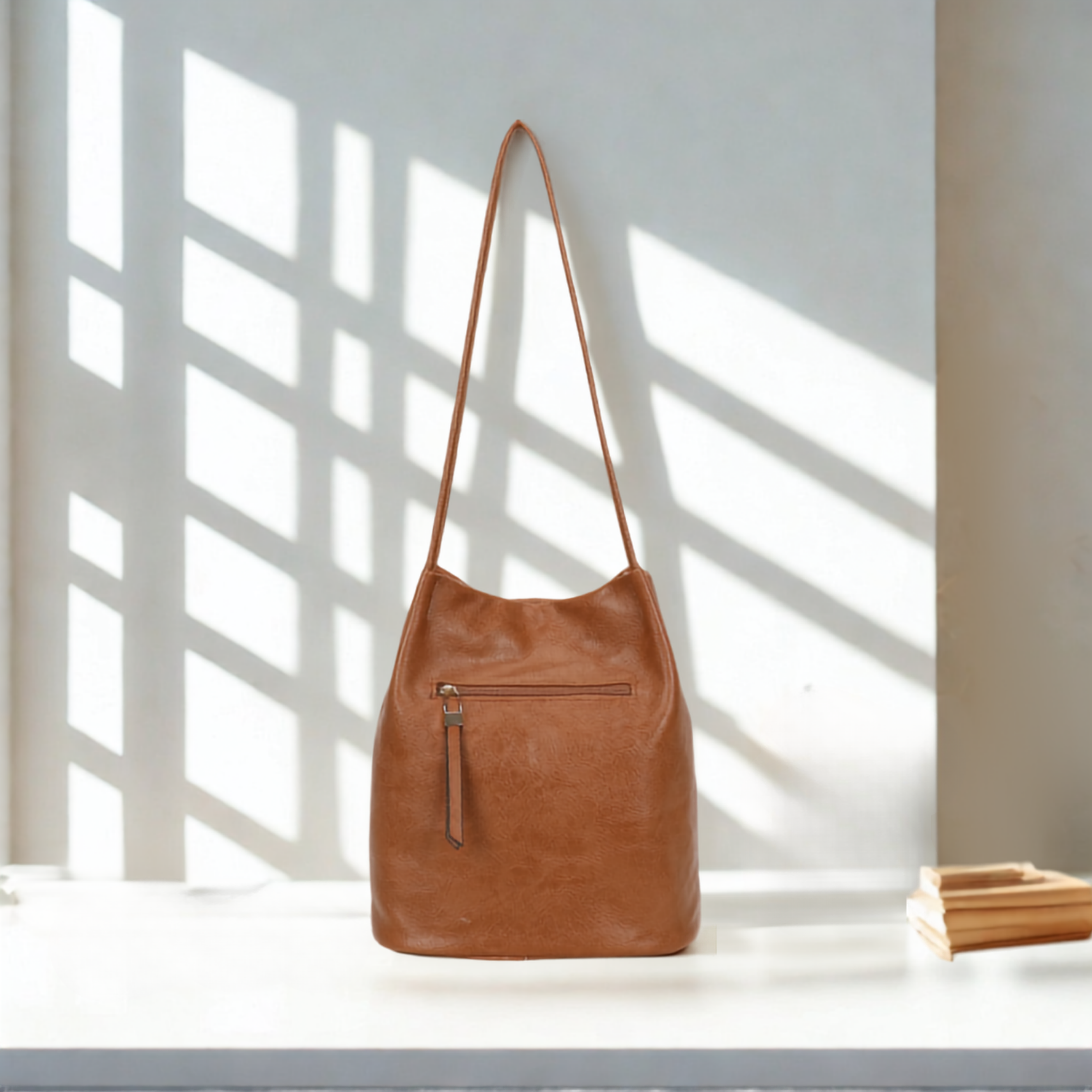 Large Women’s Hobo Shoulder Bag Plain Tote Handbag Zip Pockets 16 Colours