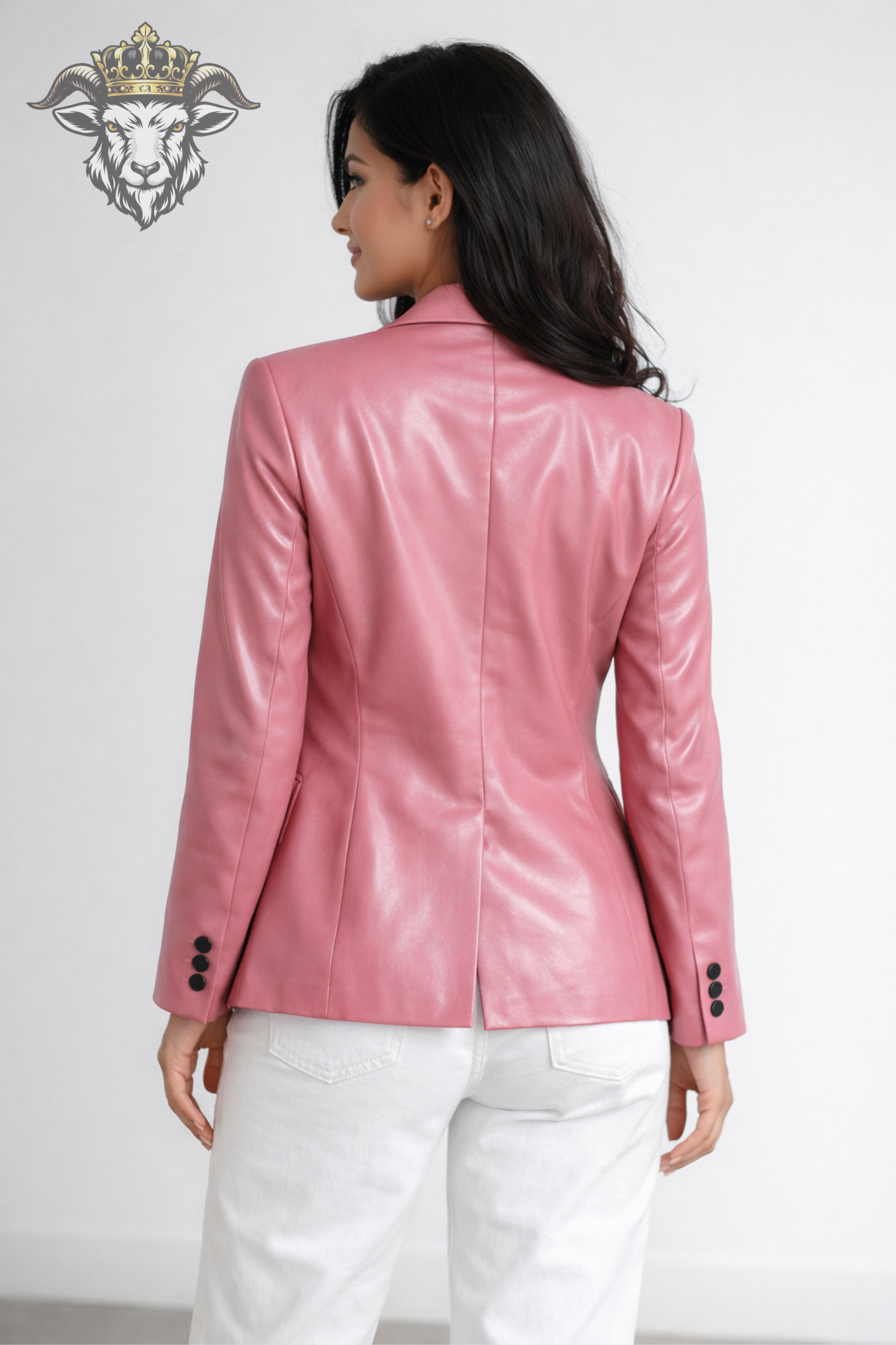 Women’s Pink Real Leather Blazer – Premium Tailored Fit Jacket | Elegant Formal & Casual Leather Coat for Women