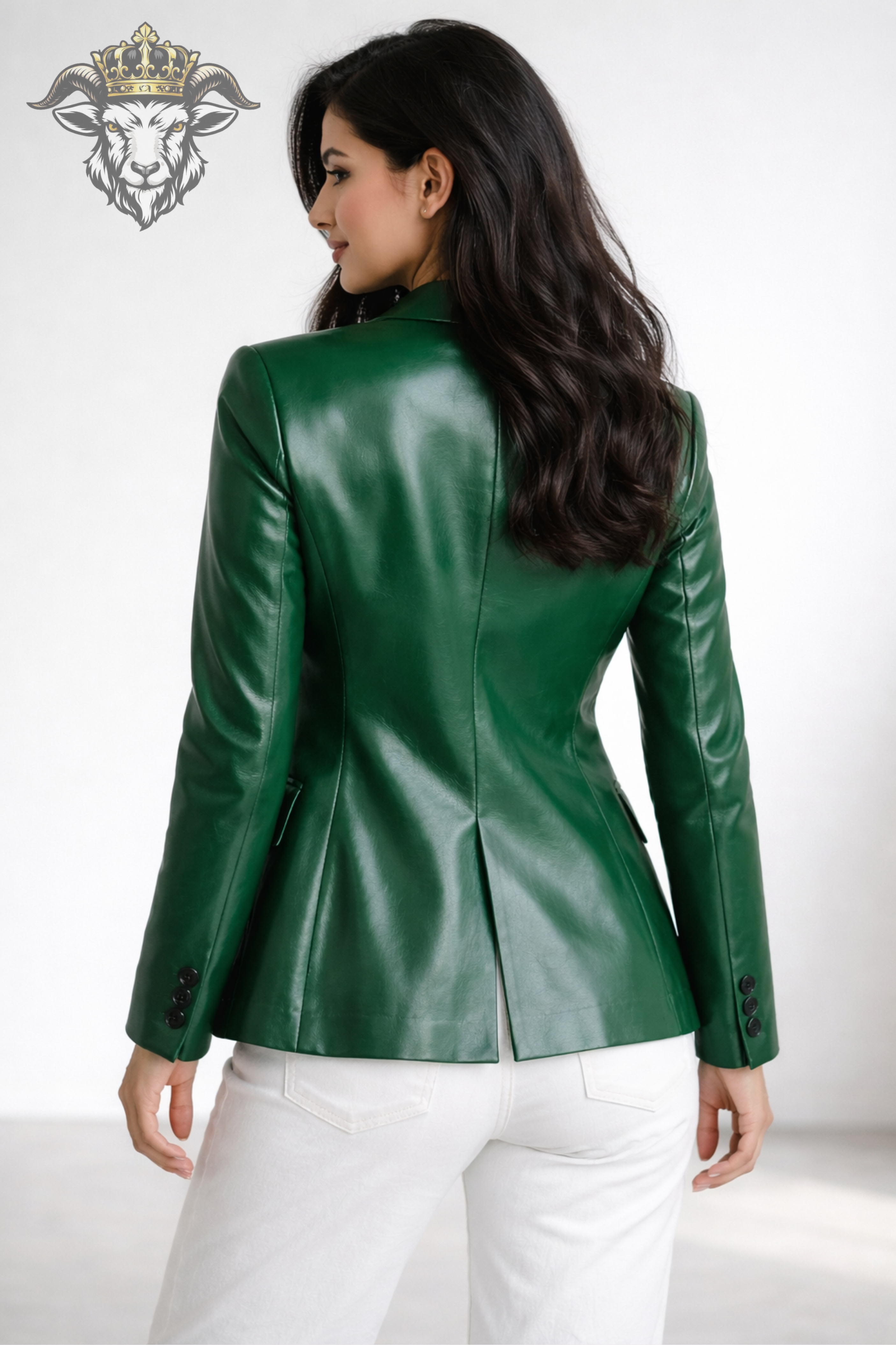 Women’s Green Real Leather Blazer – Premium Tailored Fit Jacket | Elegant Formal & Casual Outerwear