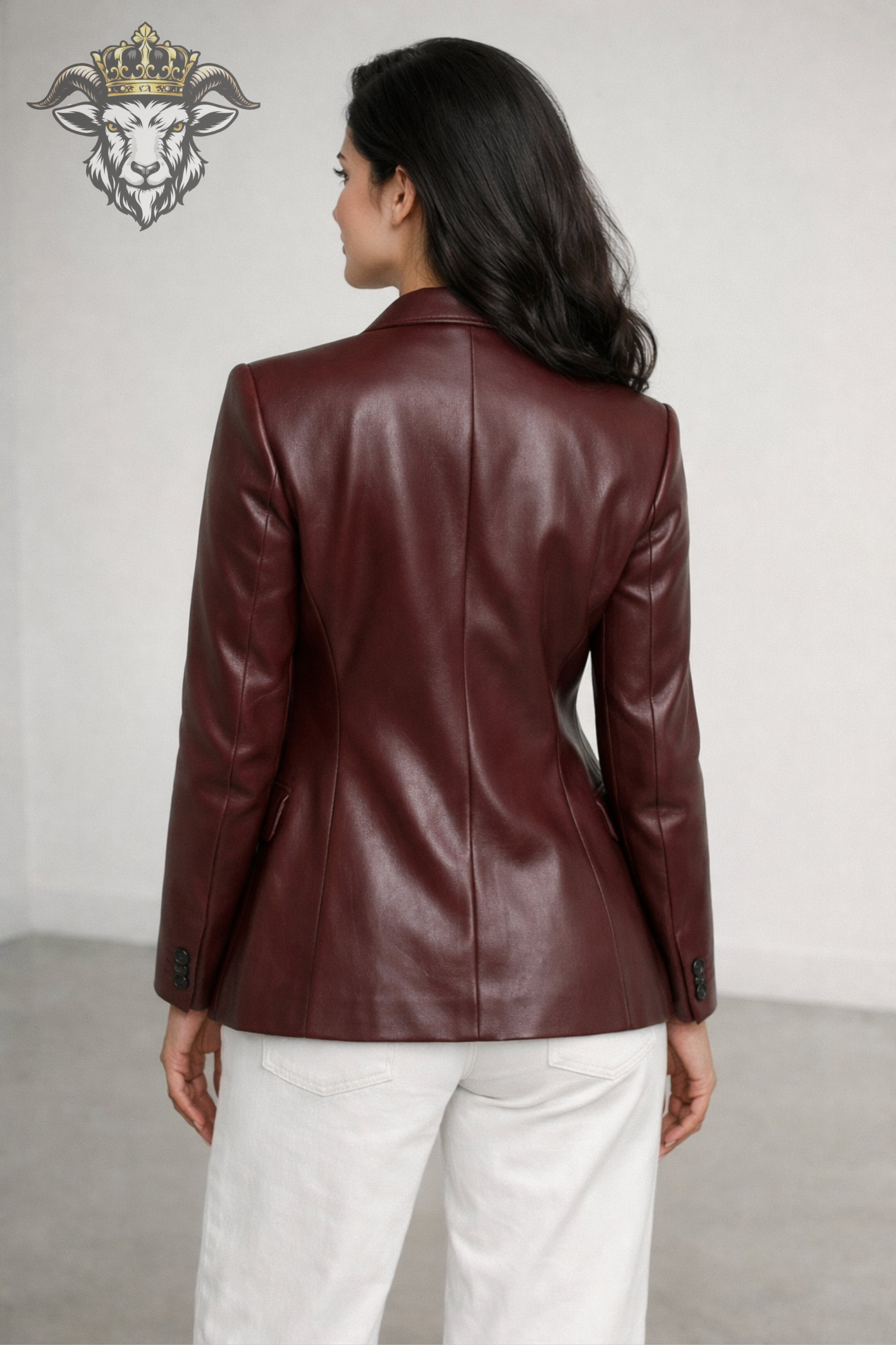 Women’s Burgundy Real Leather Blazer – Tailored Fit Genuine Leather Jacket, Elegant Office Wear, Premium Fashion Coat