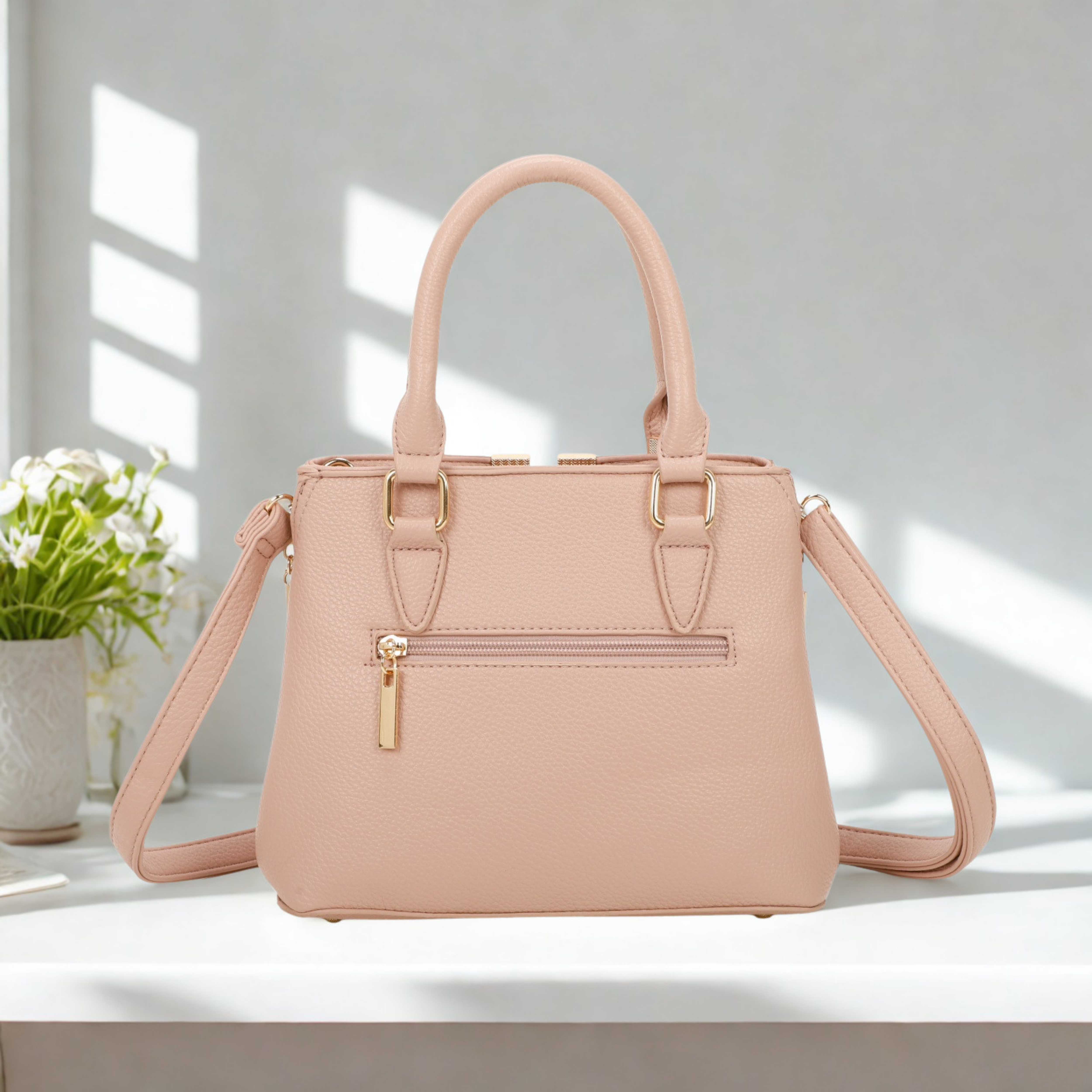 Women’s Structured Grab Handbag Crossbody Shoulder Bag with Gold Hardware – 5 Colours