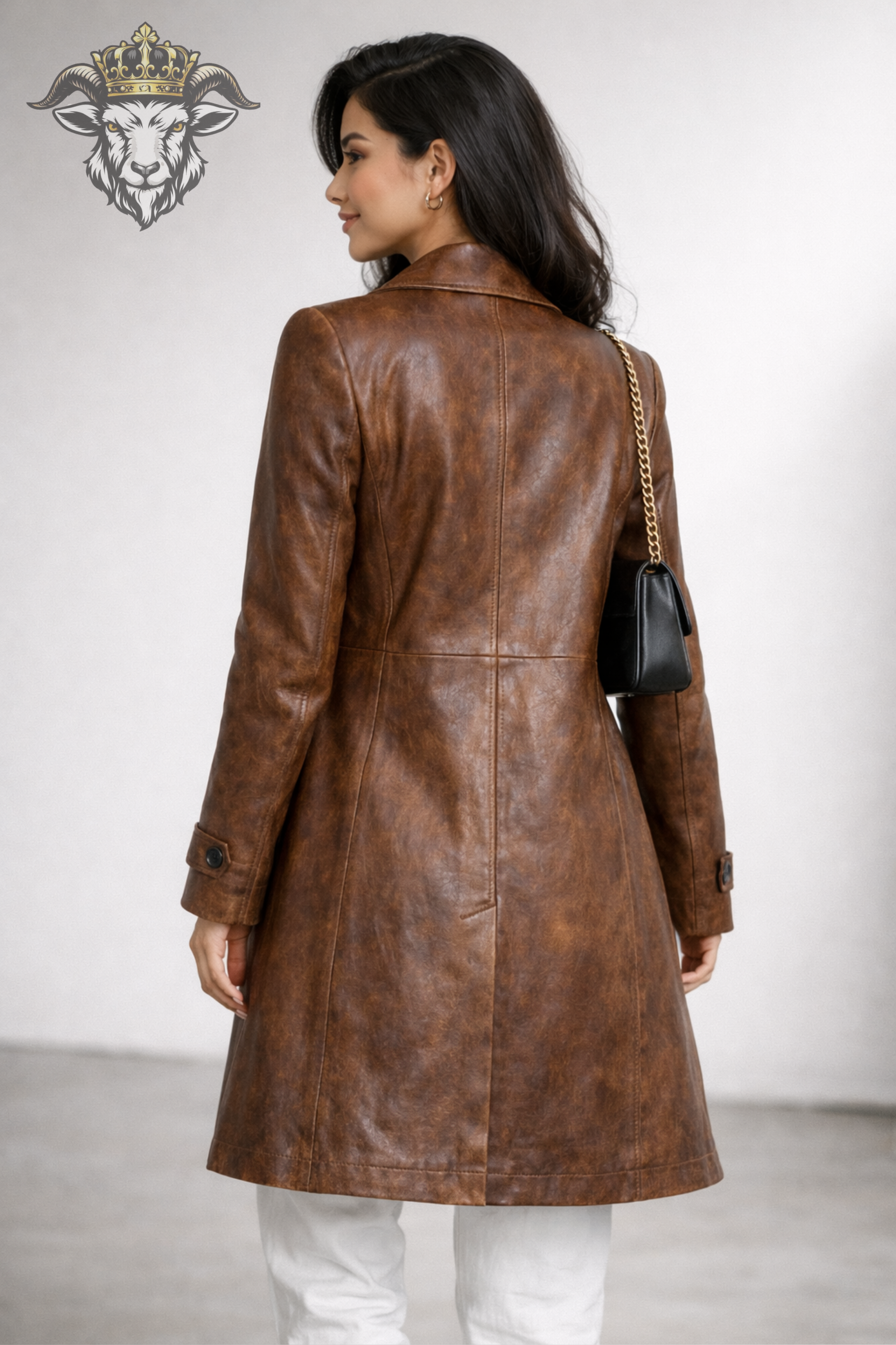 Women’s Distressed Brown Real Leather Coat