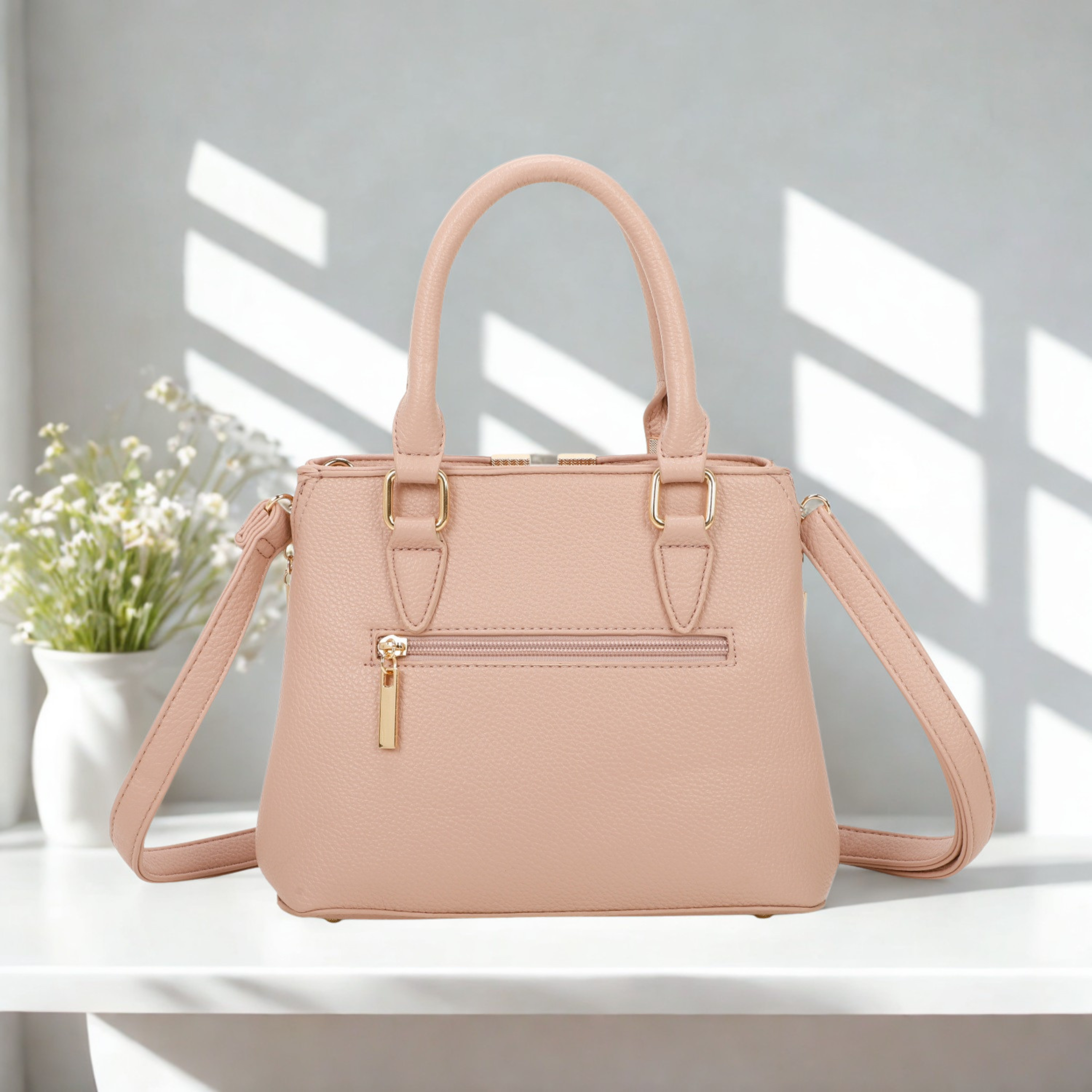 Women’s Structured Grab Handbag Crossbody Shoulder Bag with Gold Hardware – 5 Colours