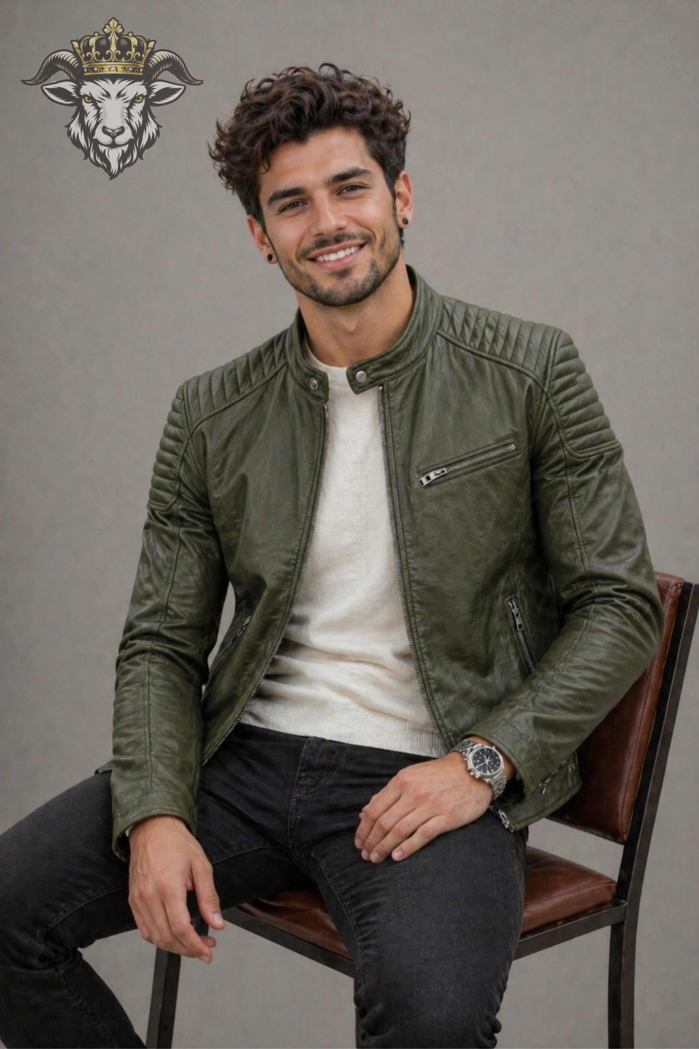 Men’s Green Real Leather Roadster Jacket