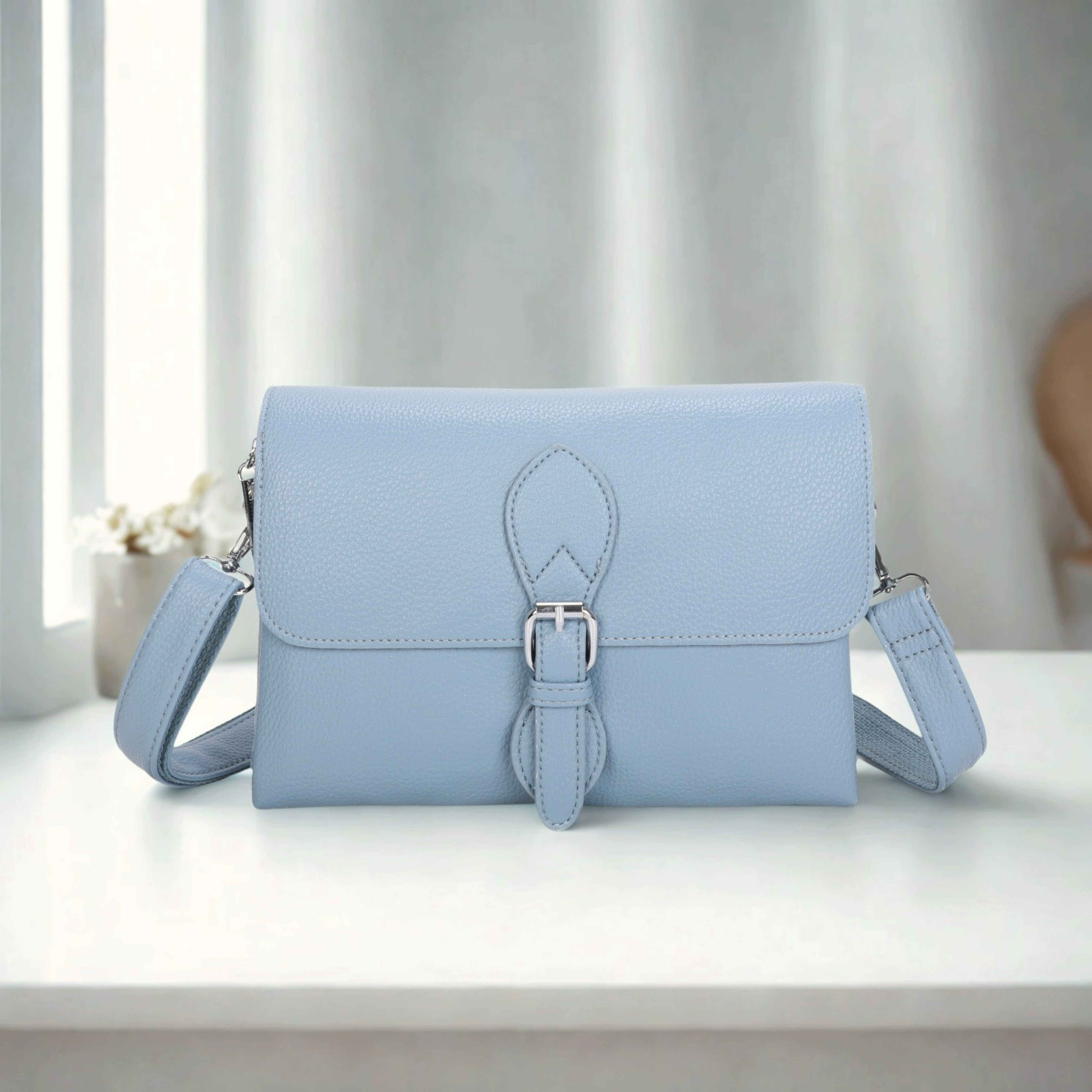 Women’s Small Crossbody Bag Flap Over Shoulder Handbag with Double Zip Compartments