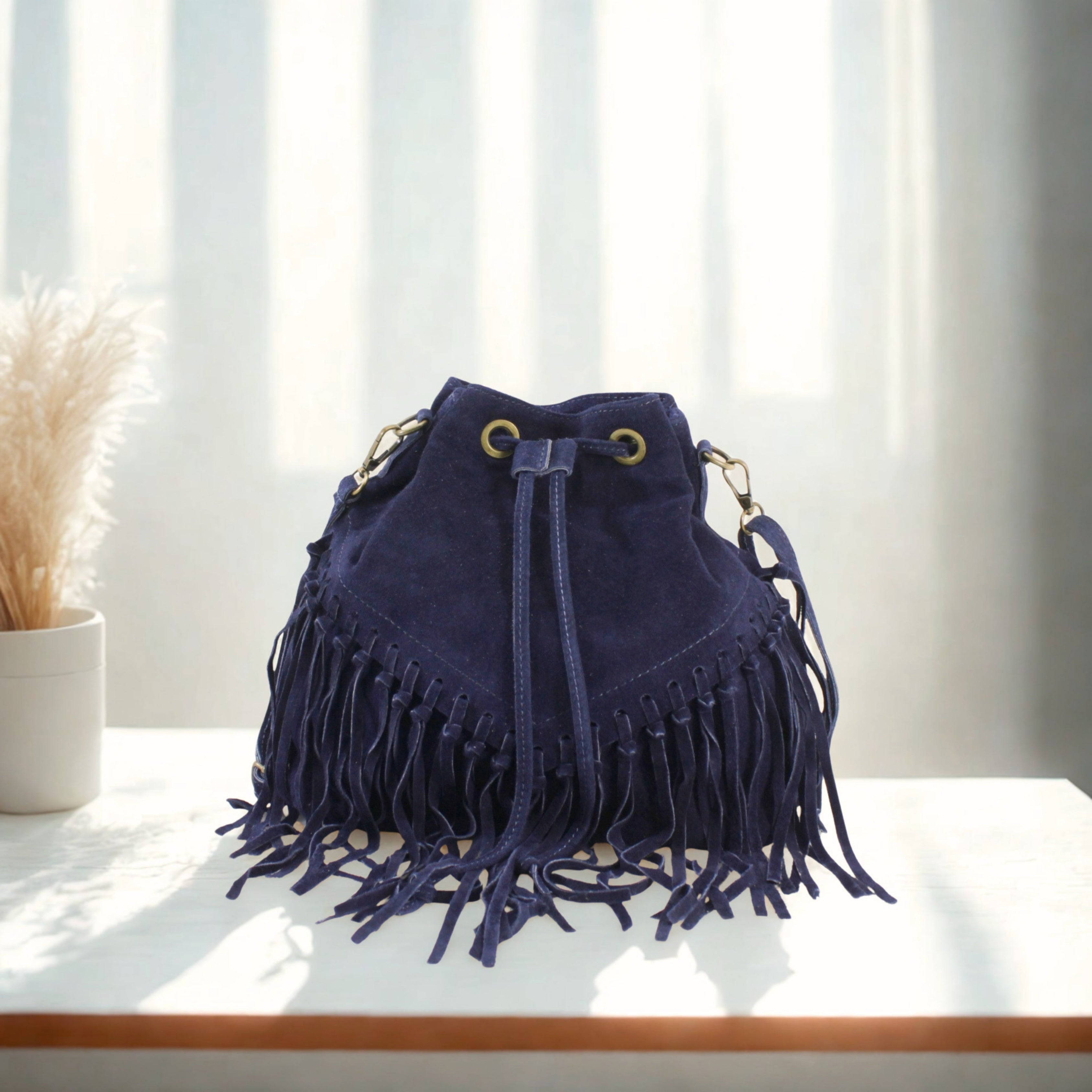 Italian Real Suede Bucket Bag