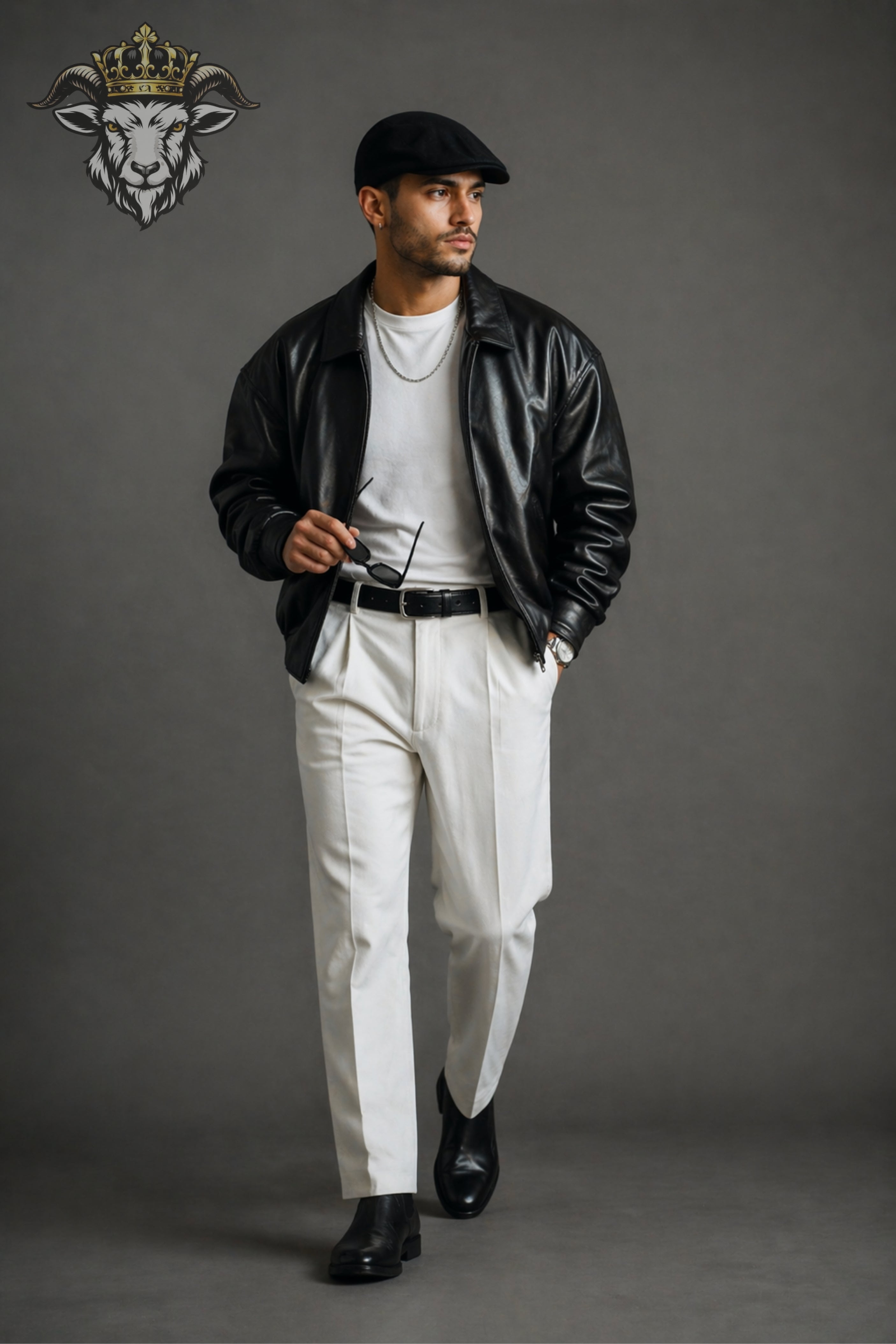 Men’s Black Oversize Real Leather Bomber Jacket