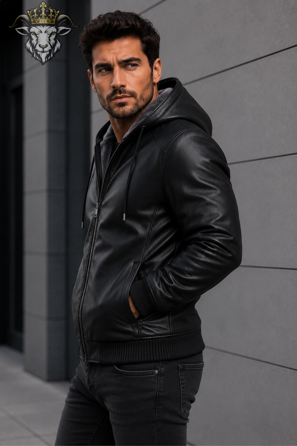 Men’s Black Hooded Leather Jacket, Faux Fur Lined Winter Bomber Jacket, Motorcycle Style Zip Up Coat, Premium Cold Weather Jacket