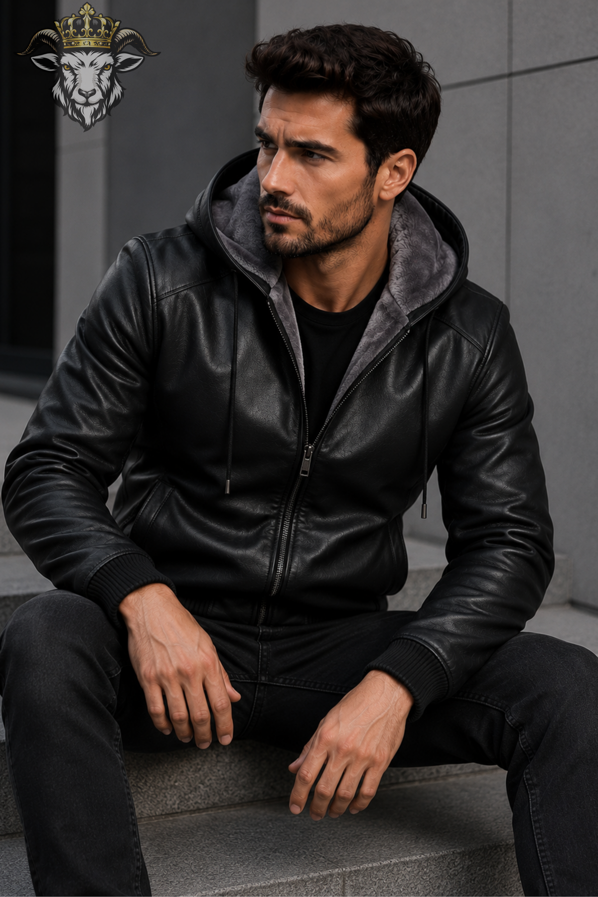 Men’s Black Hooded Leather Jacket, Faux Fur Lined Winter Bomber Jacket, Motorcycle Style Zip Up Coat, Premium Cold Weather Jacket