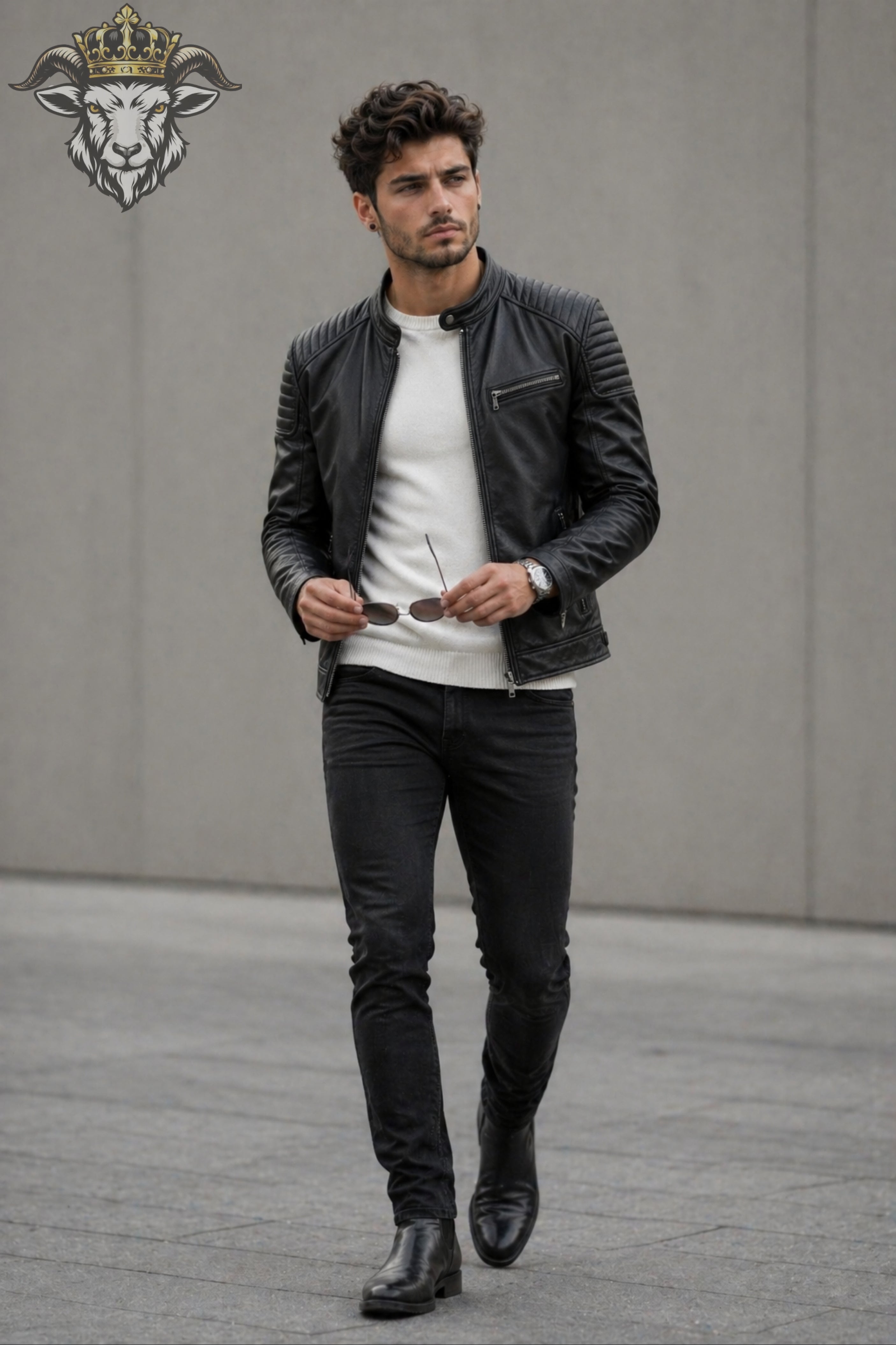 Men’s Black Real Leather Roadster Jacket