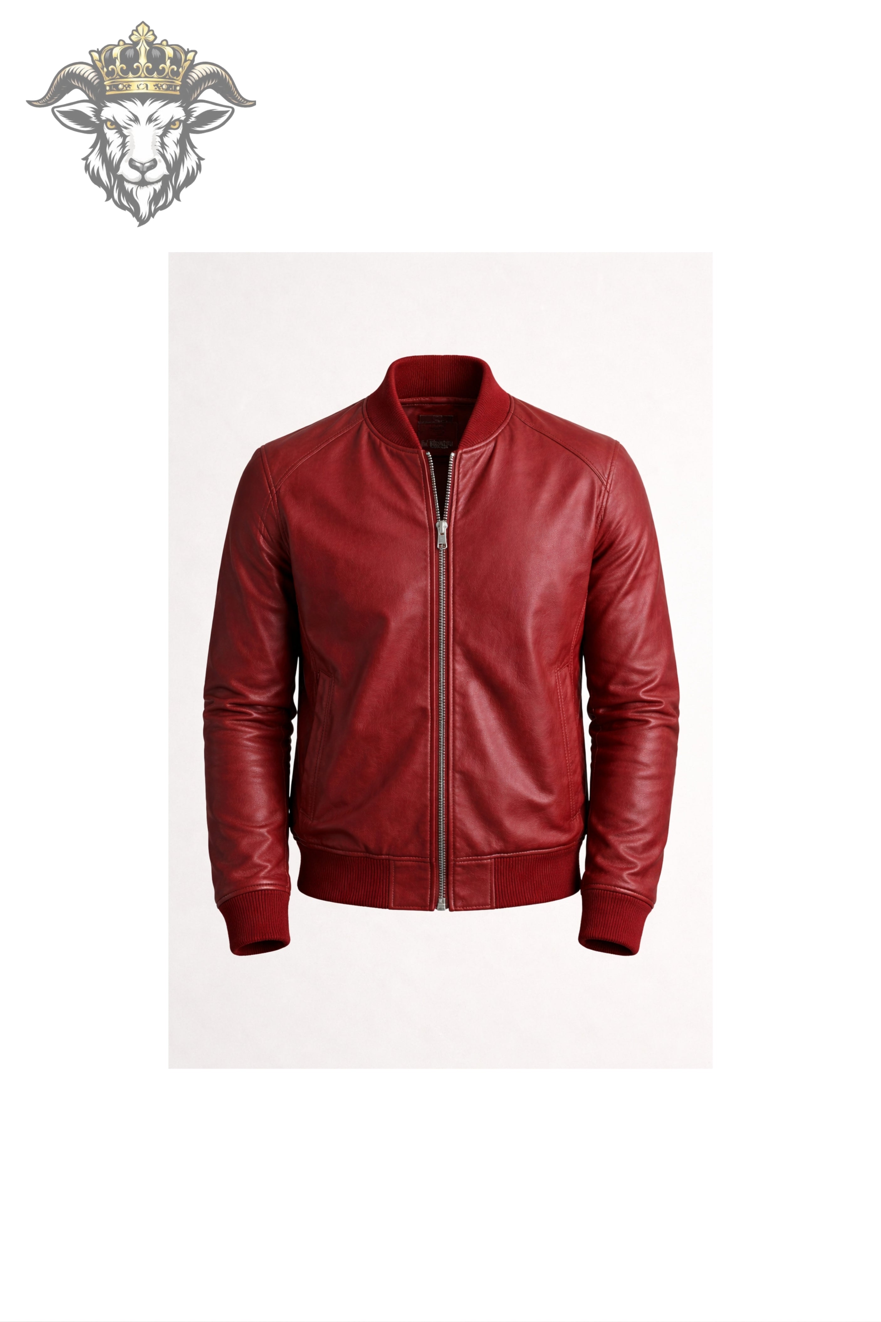 Men’s Red Real Leather Bomber Jacket