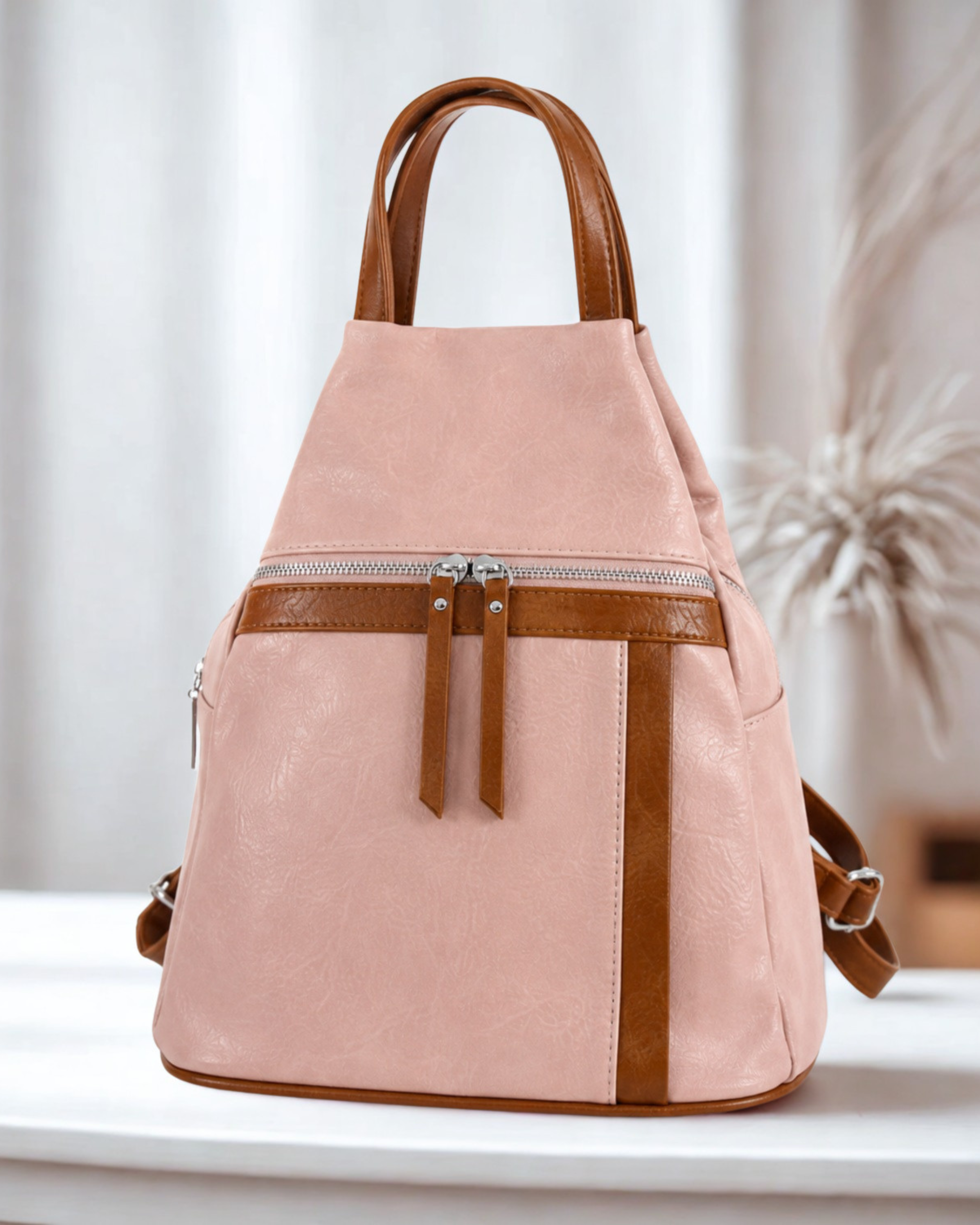 Womens Backpack Handbag Ladies Synthetic Rucksack Shoulder Bag Zip Pockets