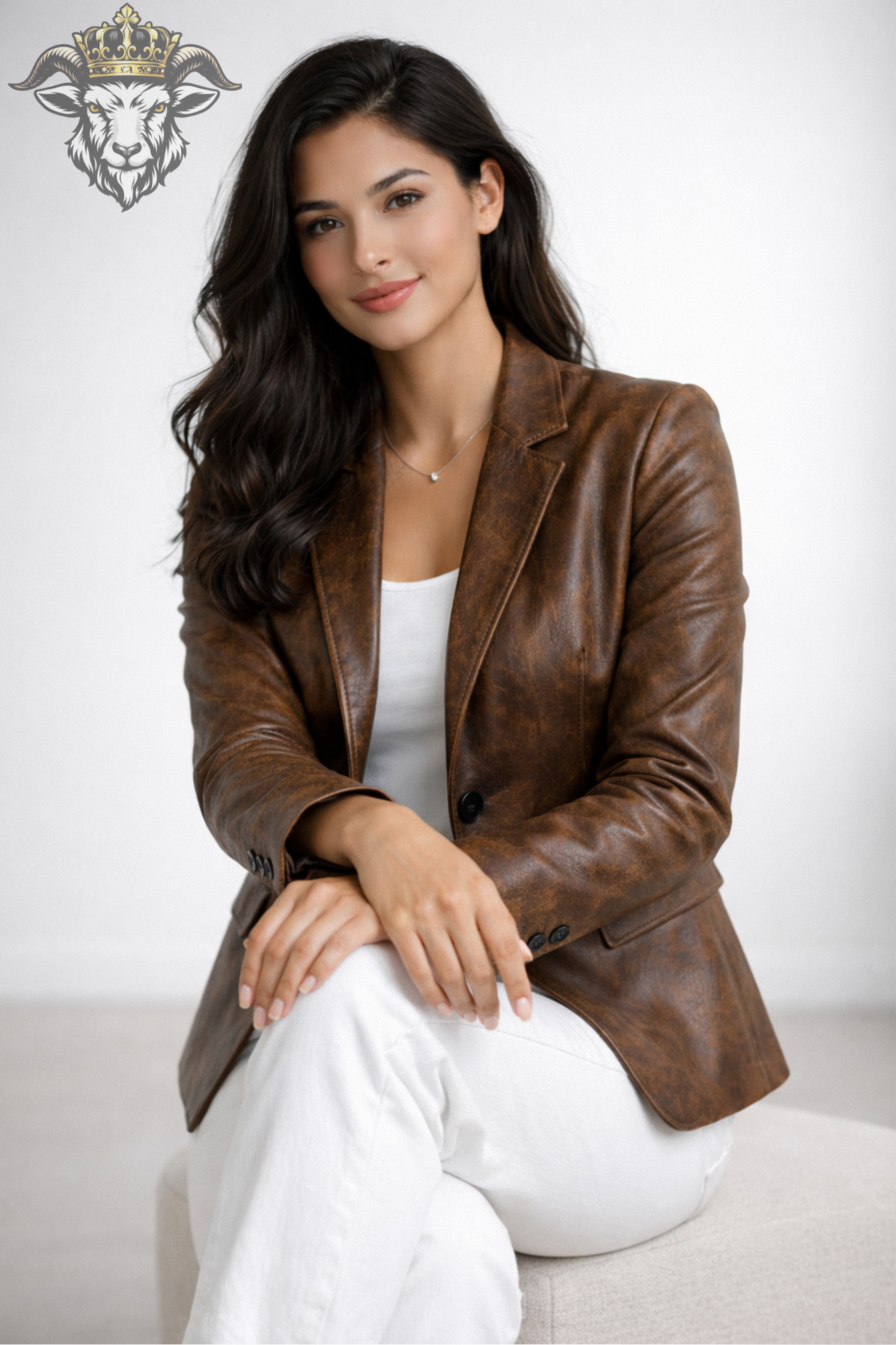 Women’s Distressed Brown Real Leather Blazer – Vintage Style Tailored Jacket, Premium Genuine Leather Coat for Women