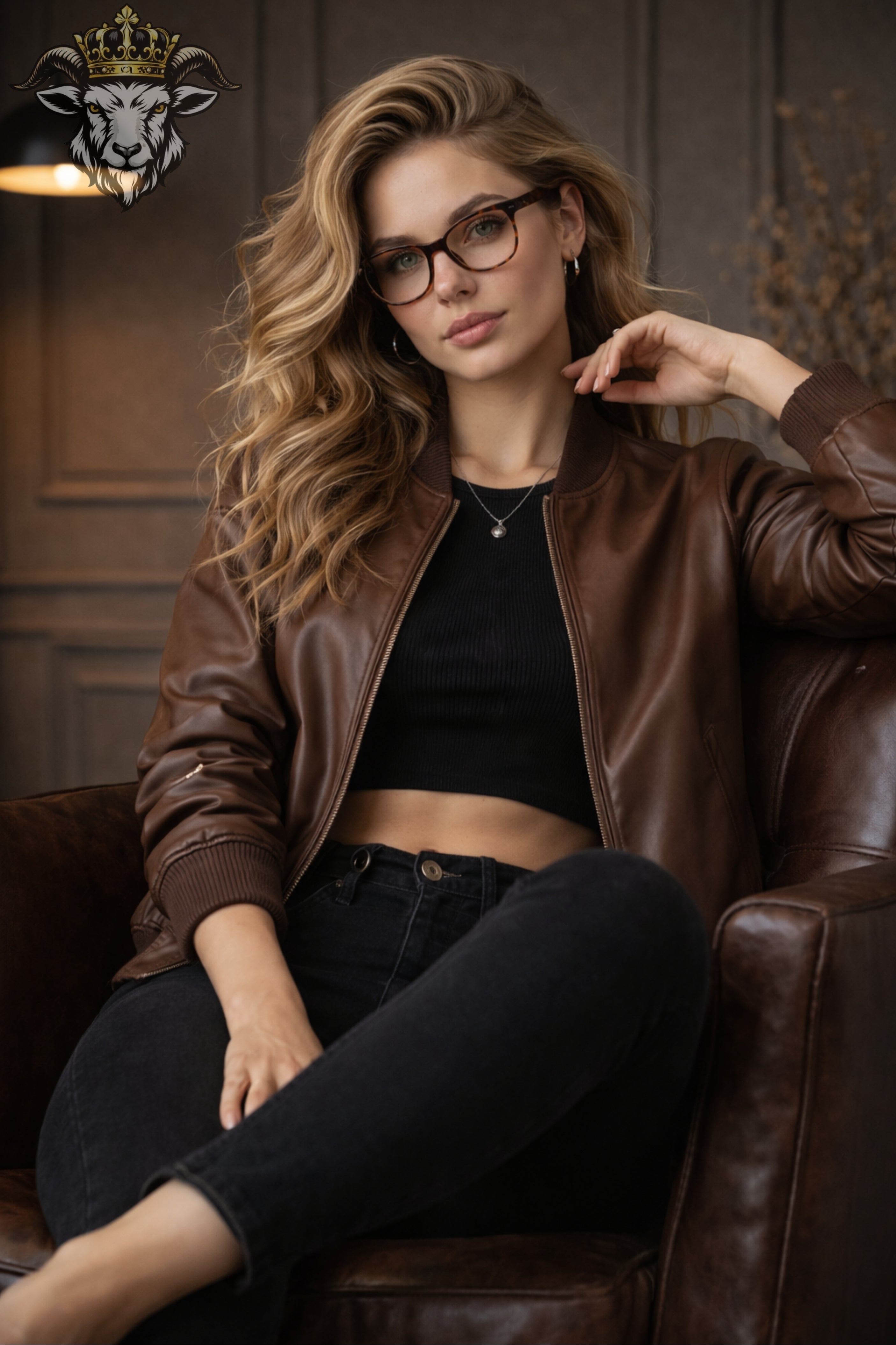 Women’s Brown Real Leather Bomber Jacket