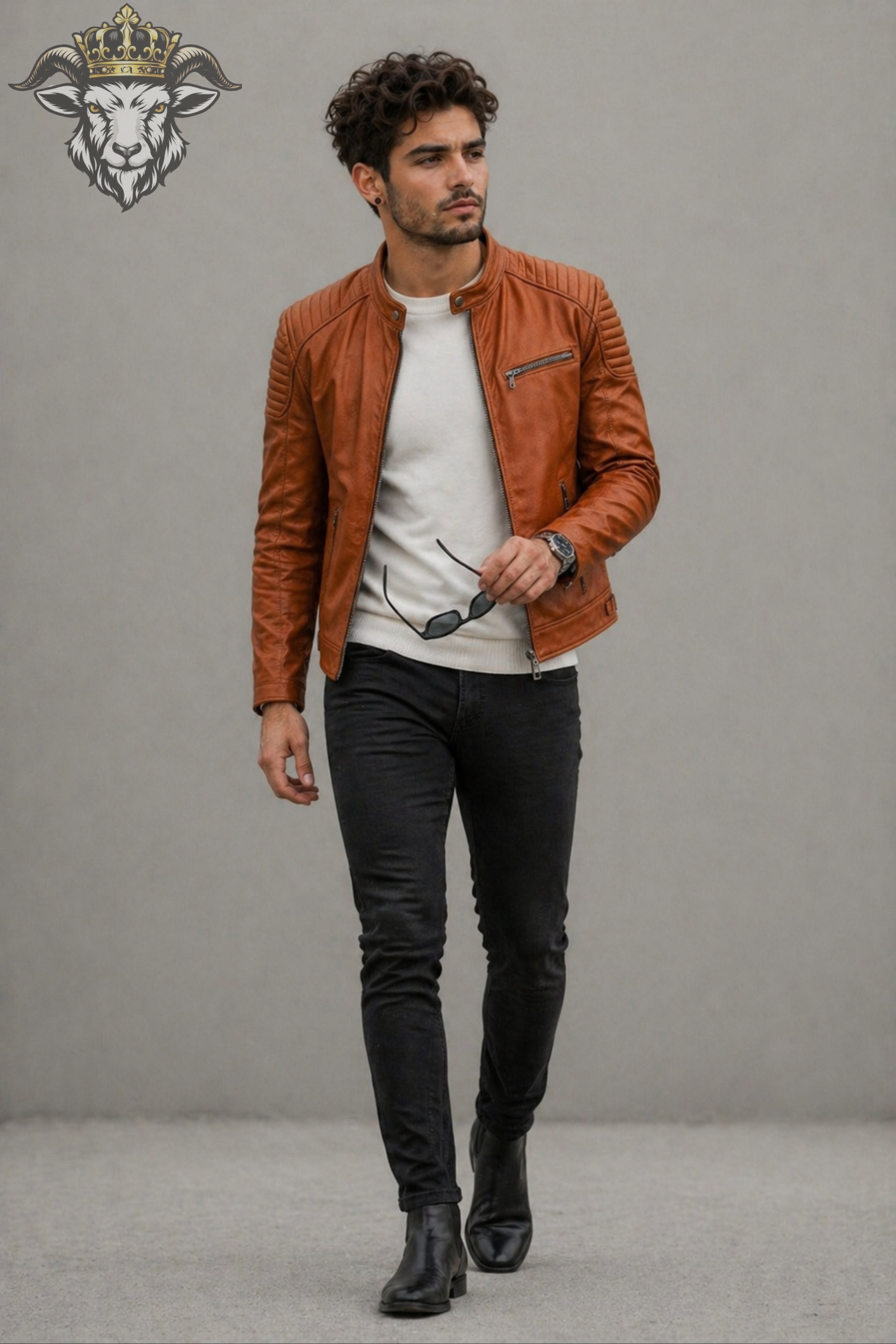 Men’s Burnt Orange Real Leather Roadster Jacket