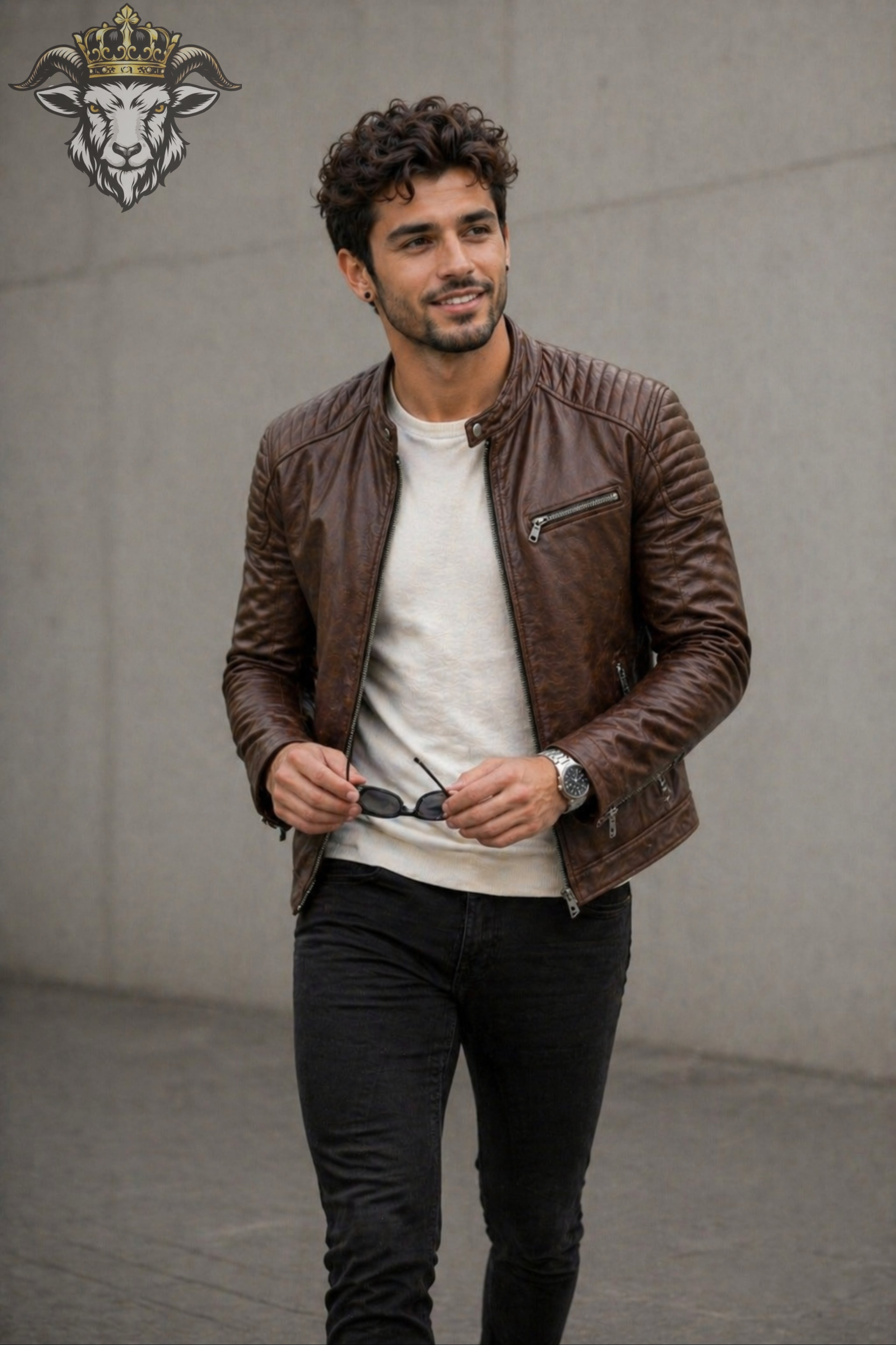 Men’s Brown Real Leather Roadster Jacket