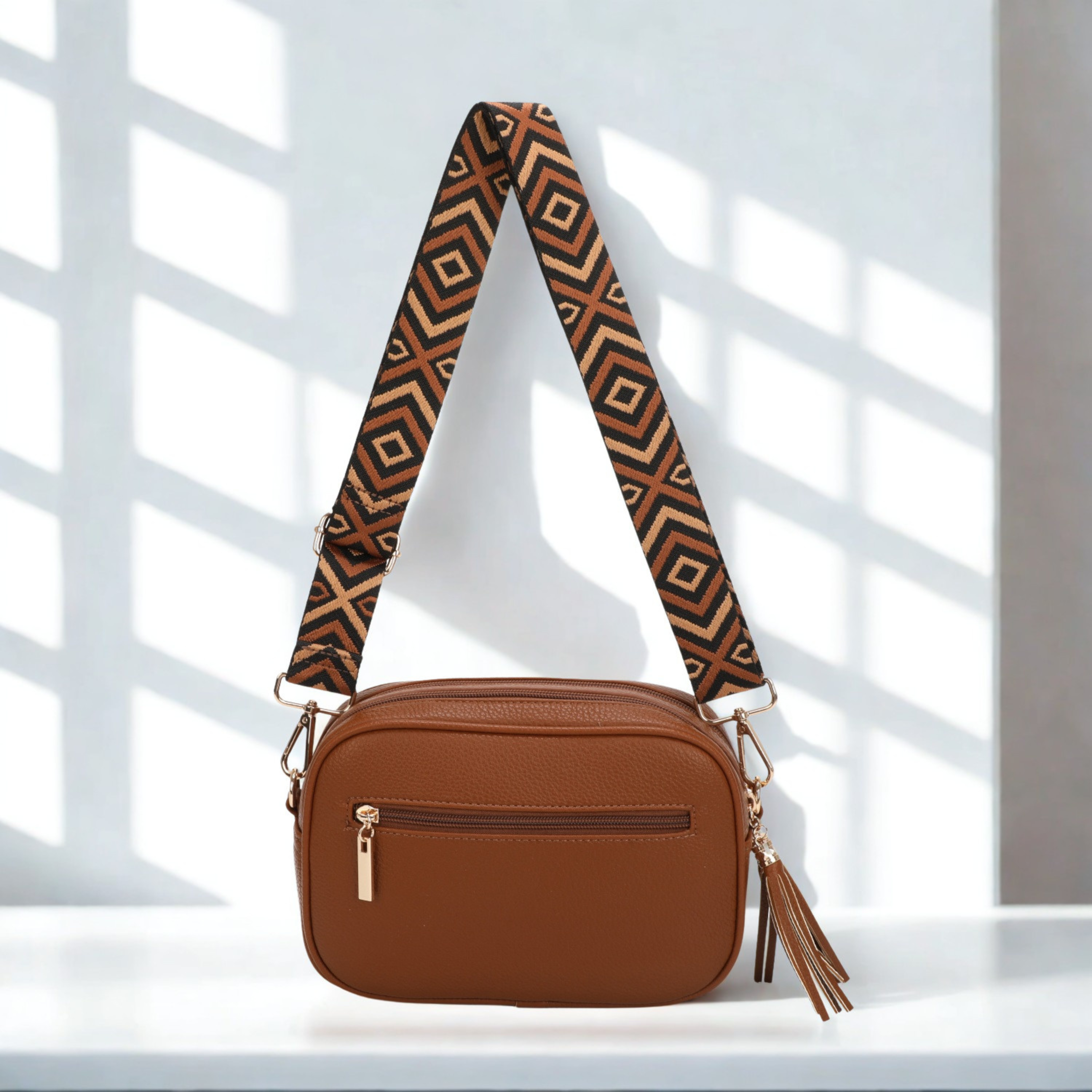 Women’s Small Crossbody Camera Bag with Colourful Strap,
