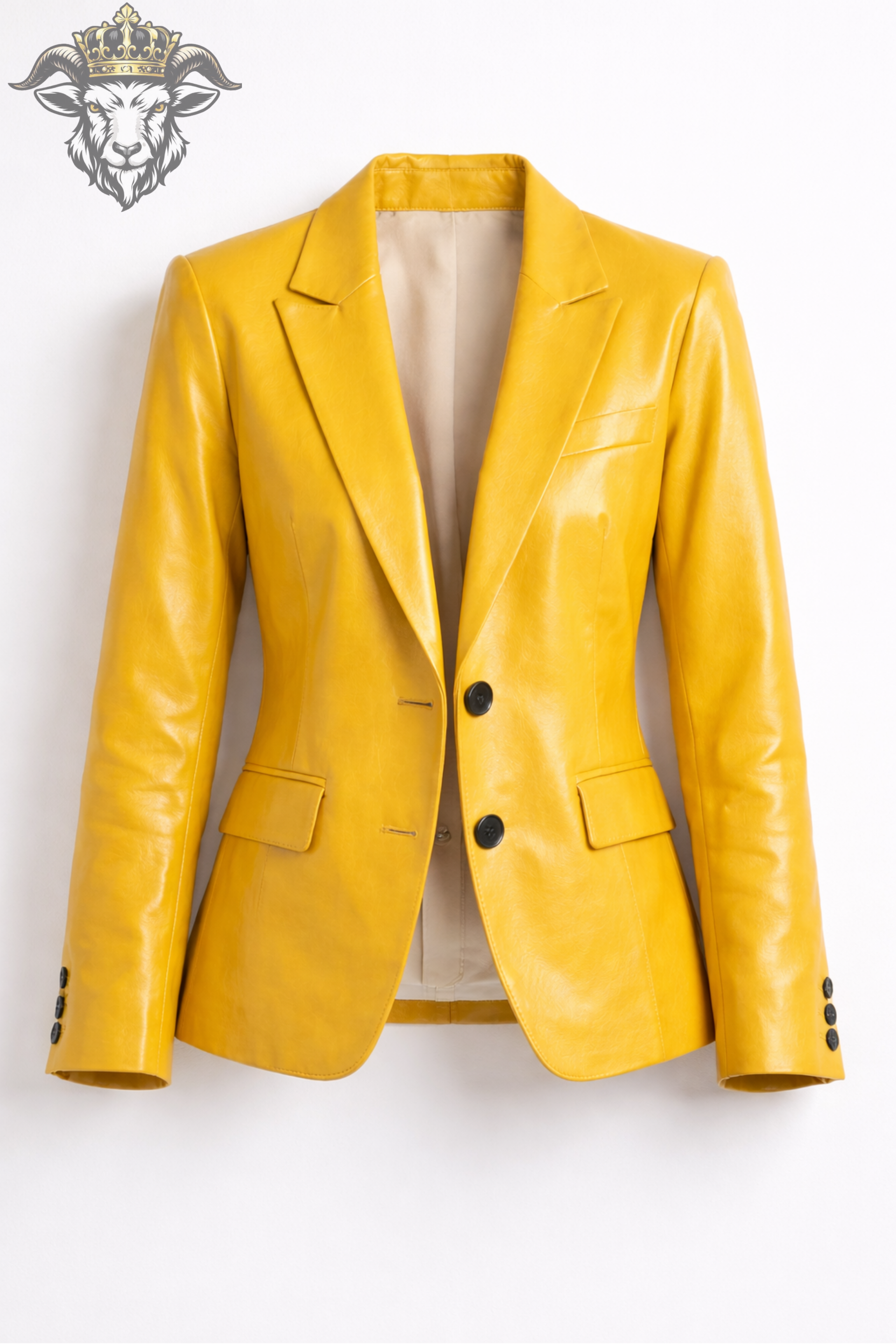 Women’s Yellow Real Leather Blazer – Premium Tailored Fit Jacket | Elegant Designer Style Smart Casual Outerwear