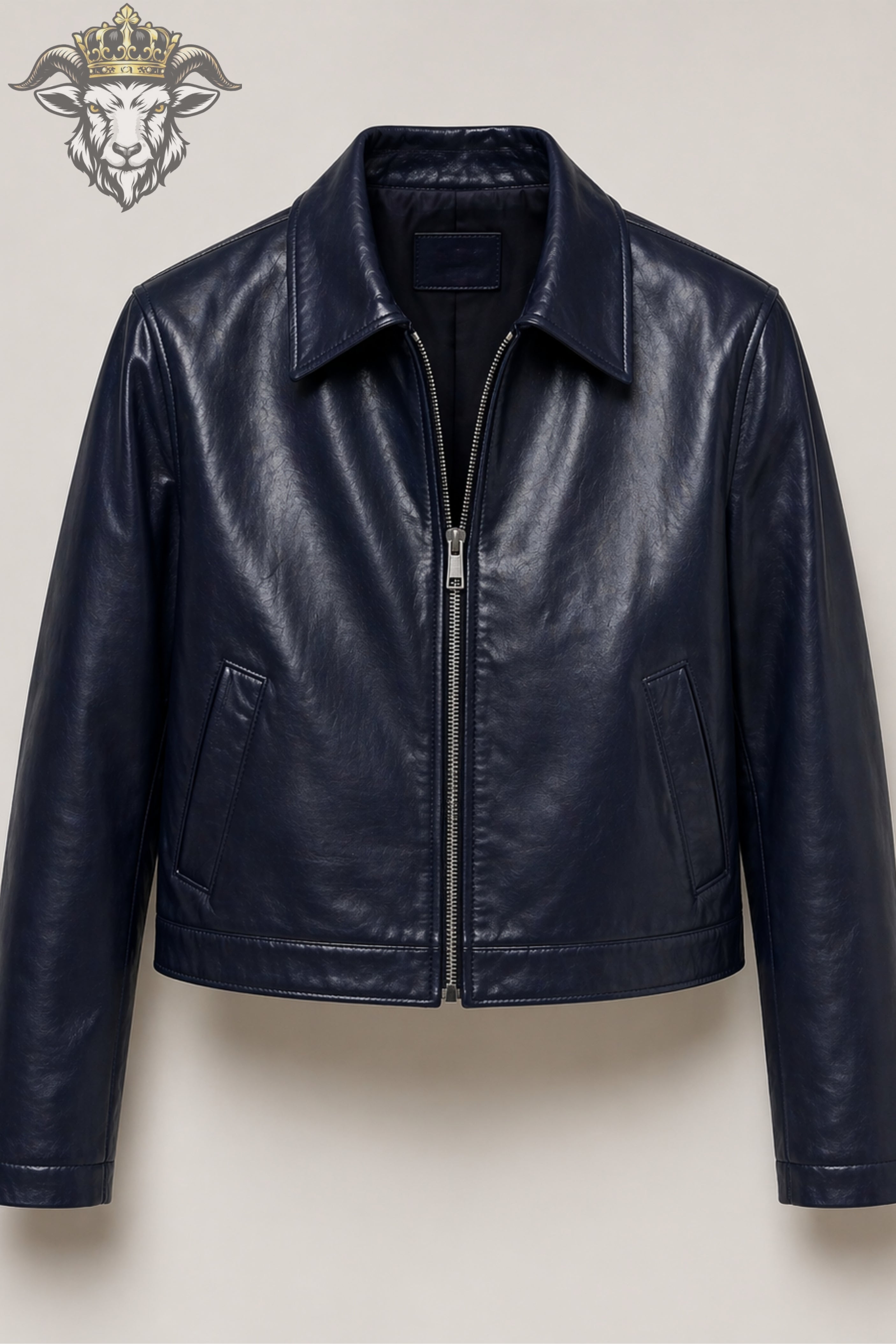 Women’s Indigo Real Leather Cropped Jacket