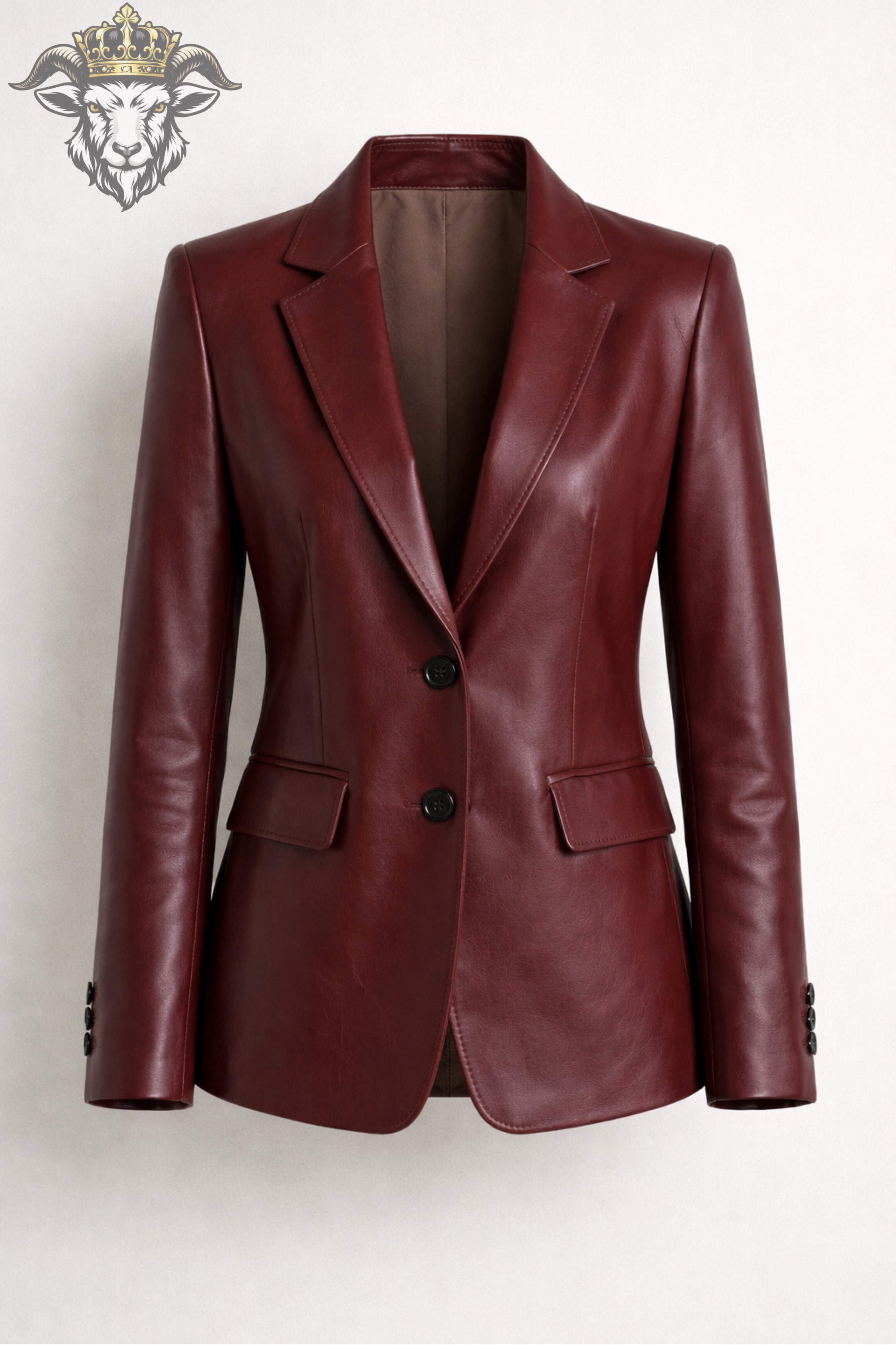Women’s Burgundy Real Leather Blazer – Tailored Fit Genuine Leather Jacket, Elegant Office Wear, Premium Fashion Coat