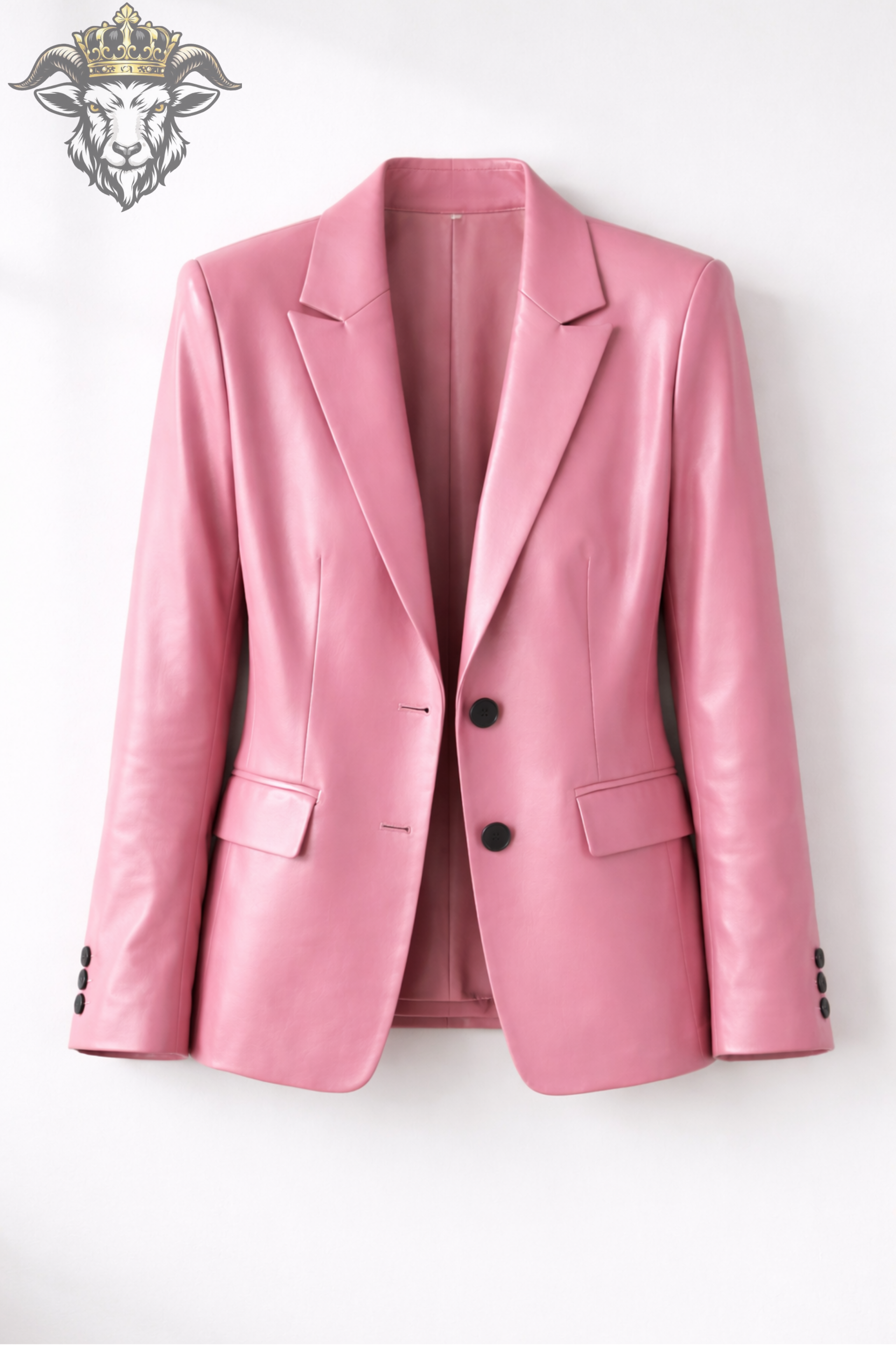 Women’s Pink Real Leather Blazer – Premium Tailored Fit Jacket | Elegant Formal & Casual Leather Coat for Women