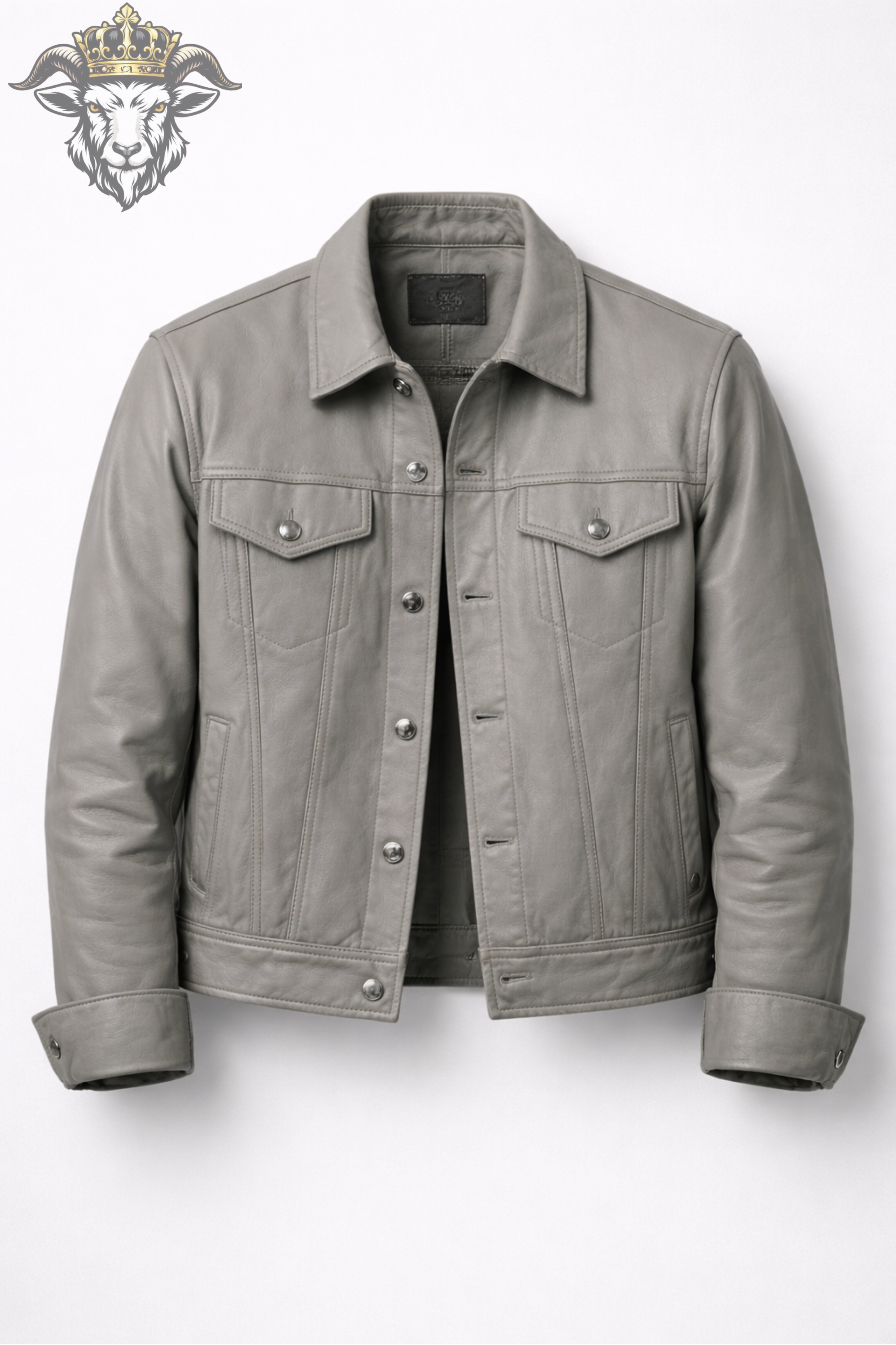 Light Grey Real Leather Jacket for Men