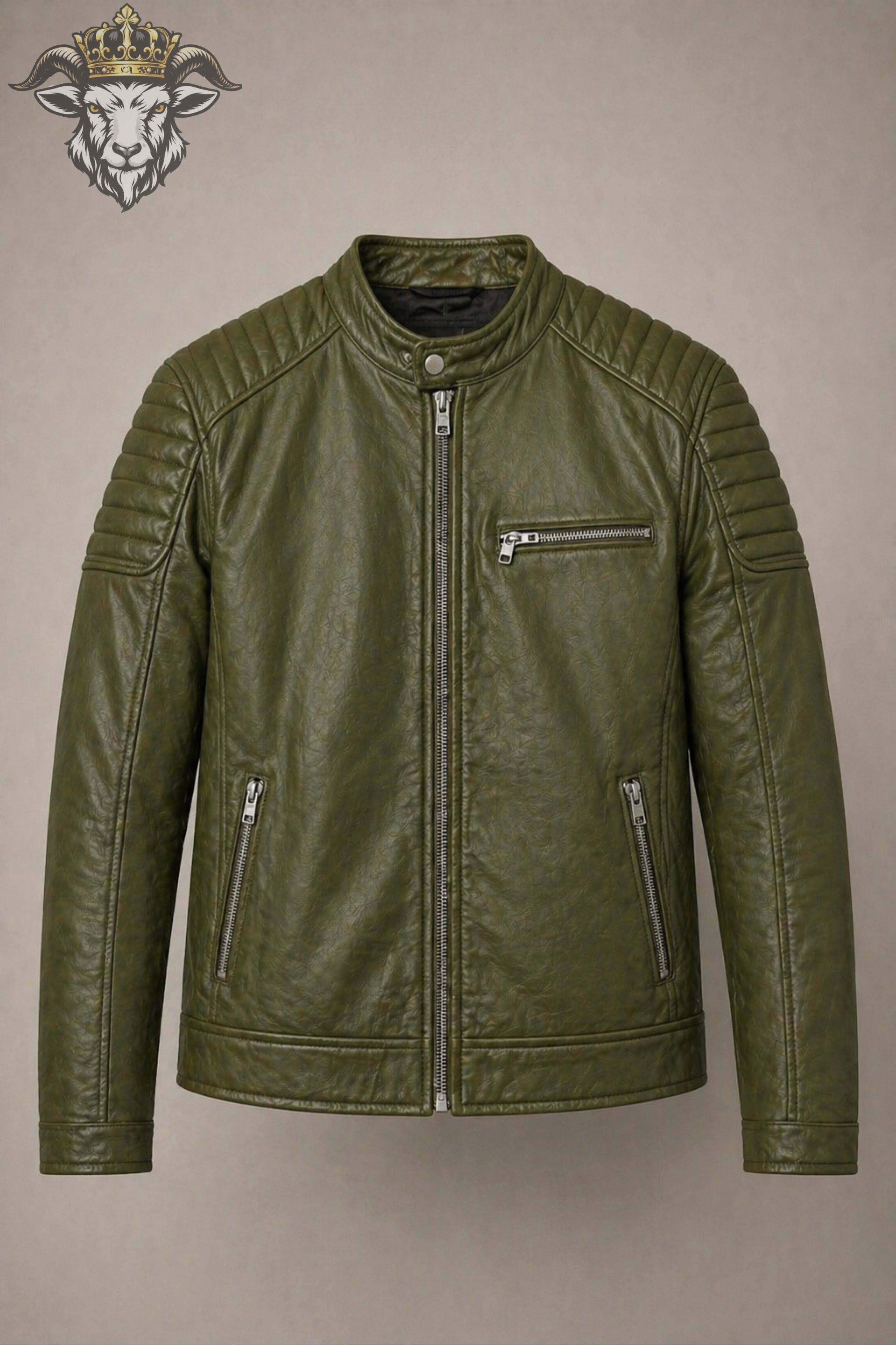 Men’s Green Real Leather Roadster Jacket