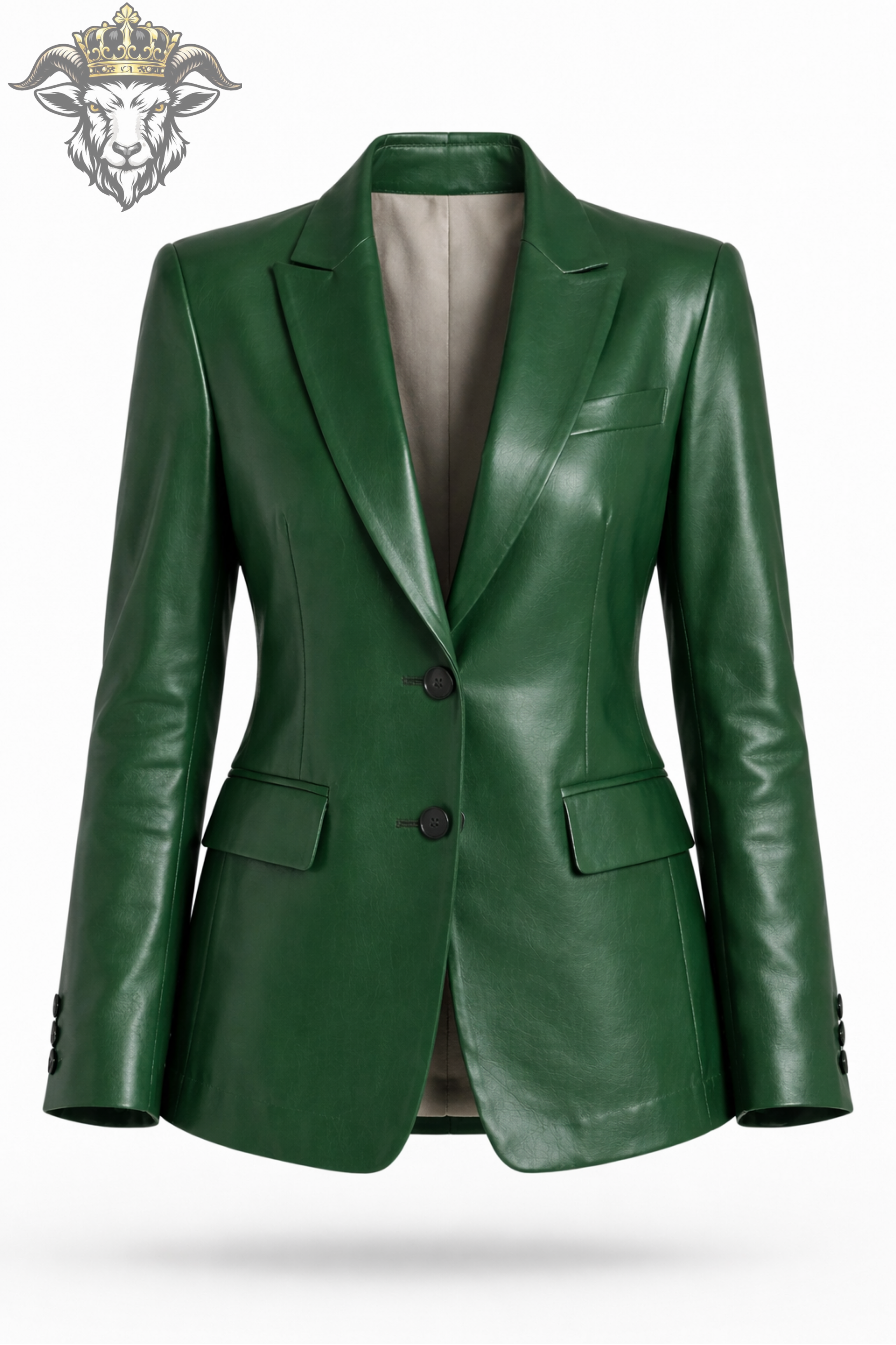 Women’s Green Real Leather Blazer – Premium Tailored Fit Jacket | Elegant Formal & Casual Outerwear
