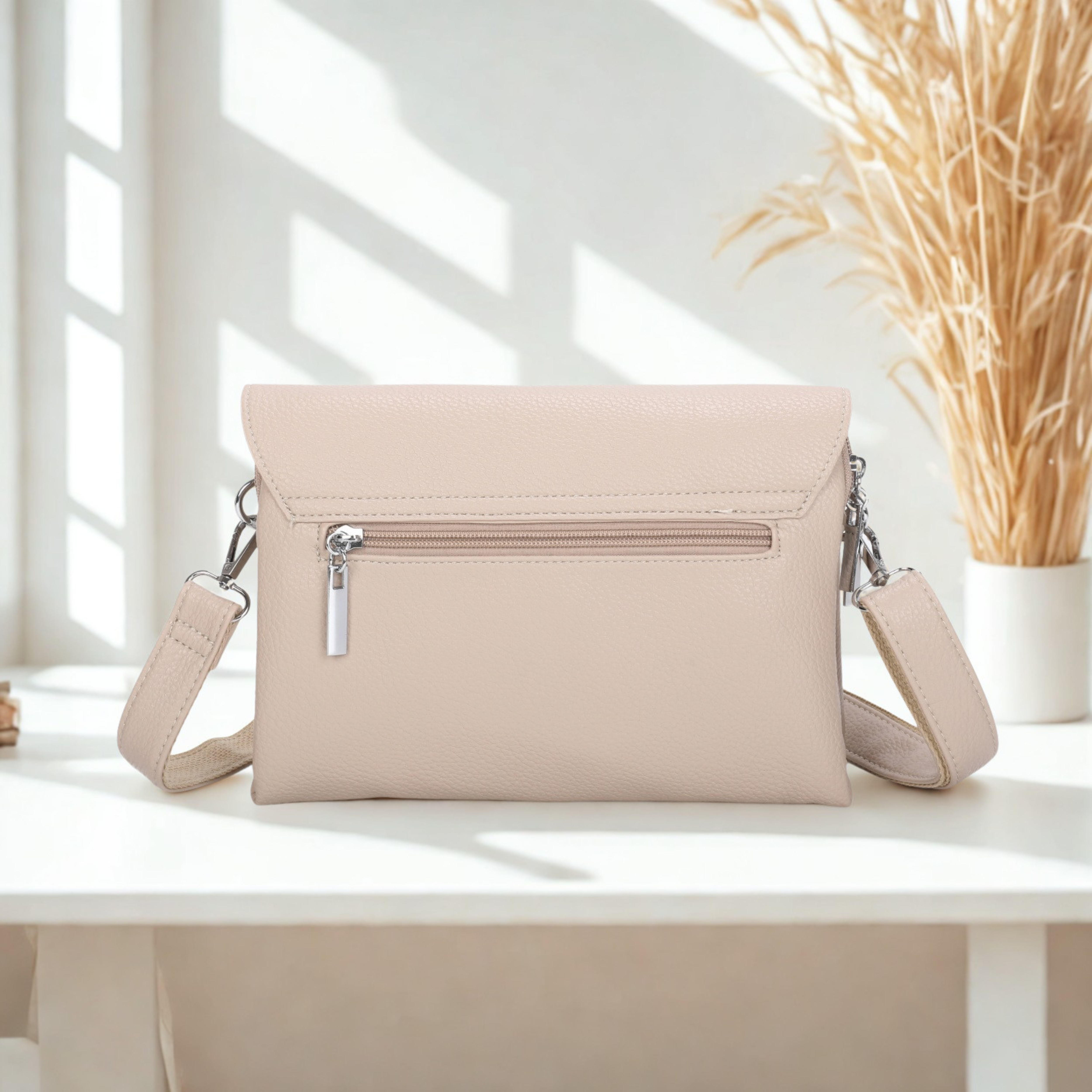 Women’s Small Crossbody Bag Flap Over Shoulder Handbag with Double Zip Compartments