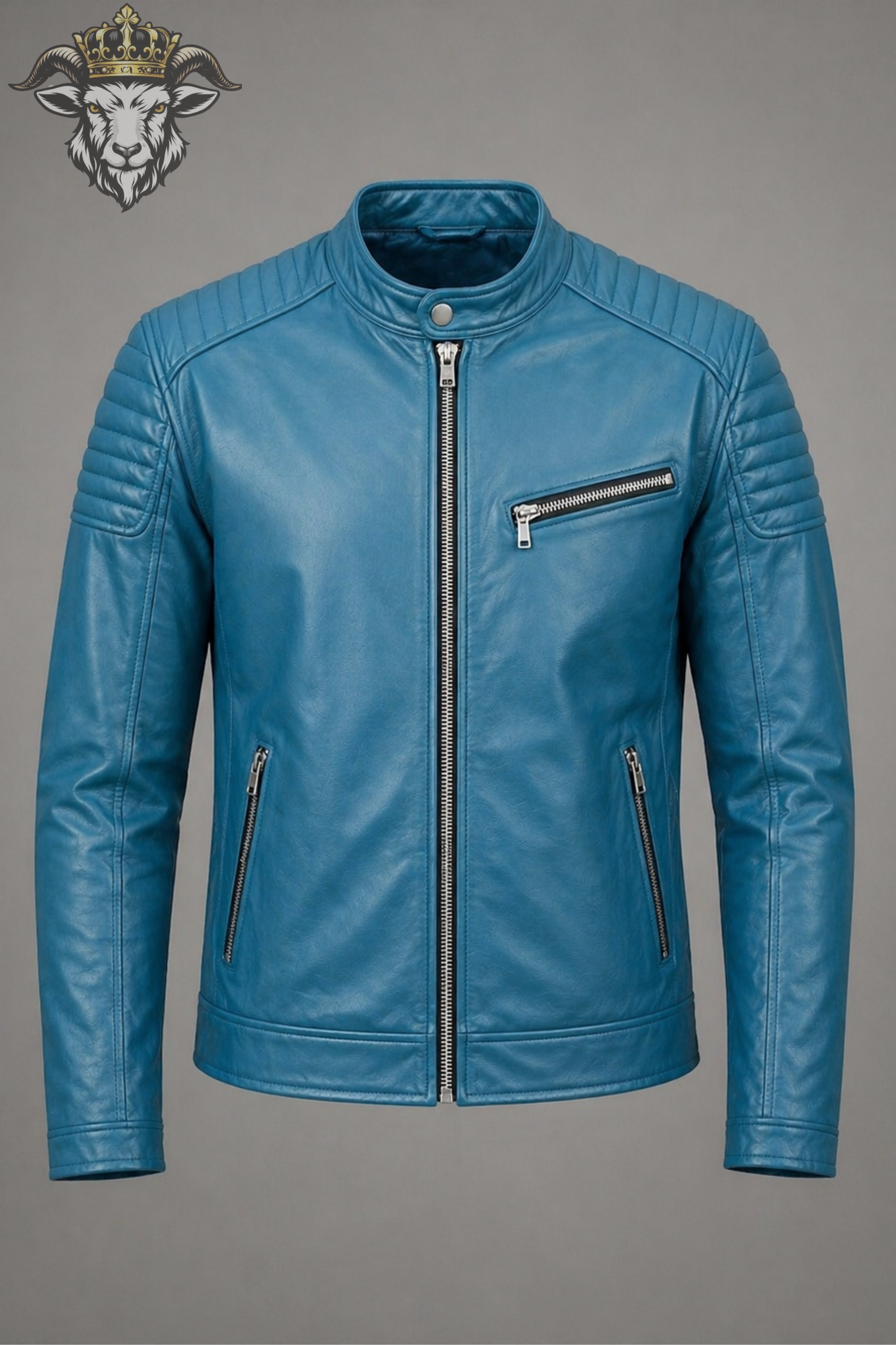 Men’s Cyan Real Leather Roadster Jacket