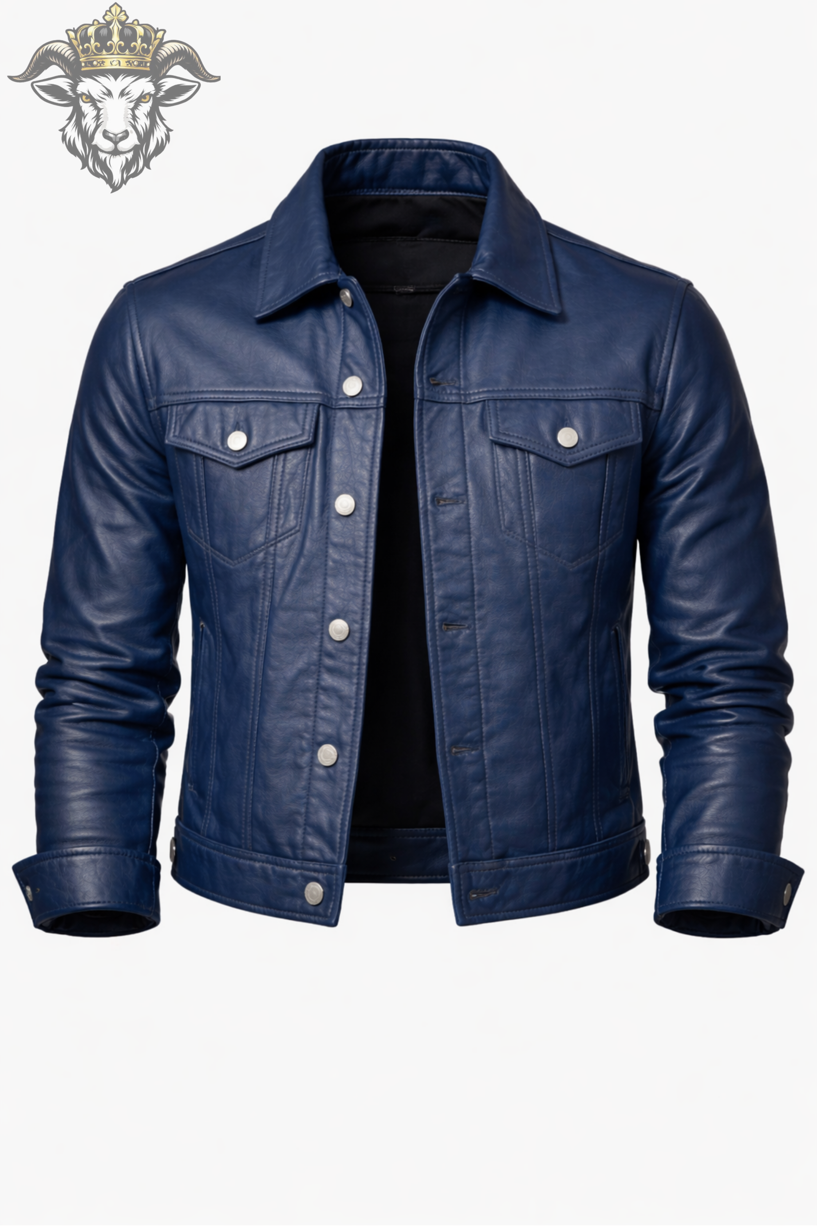 Men’s Loyal Blue Real Leather Trucker Jacket