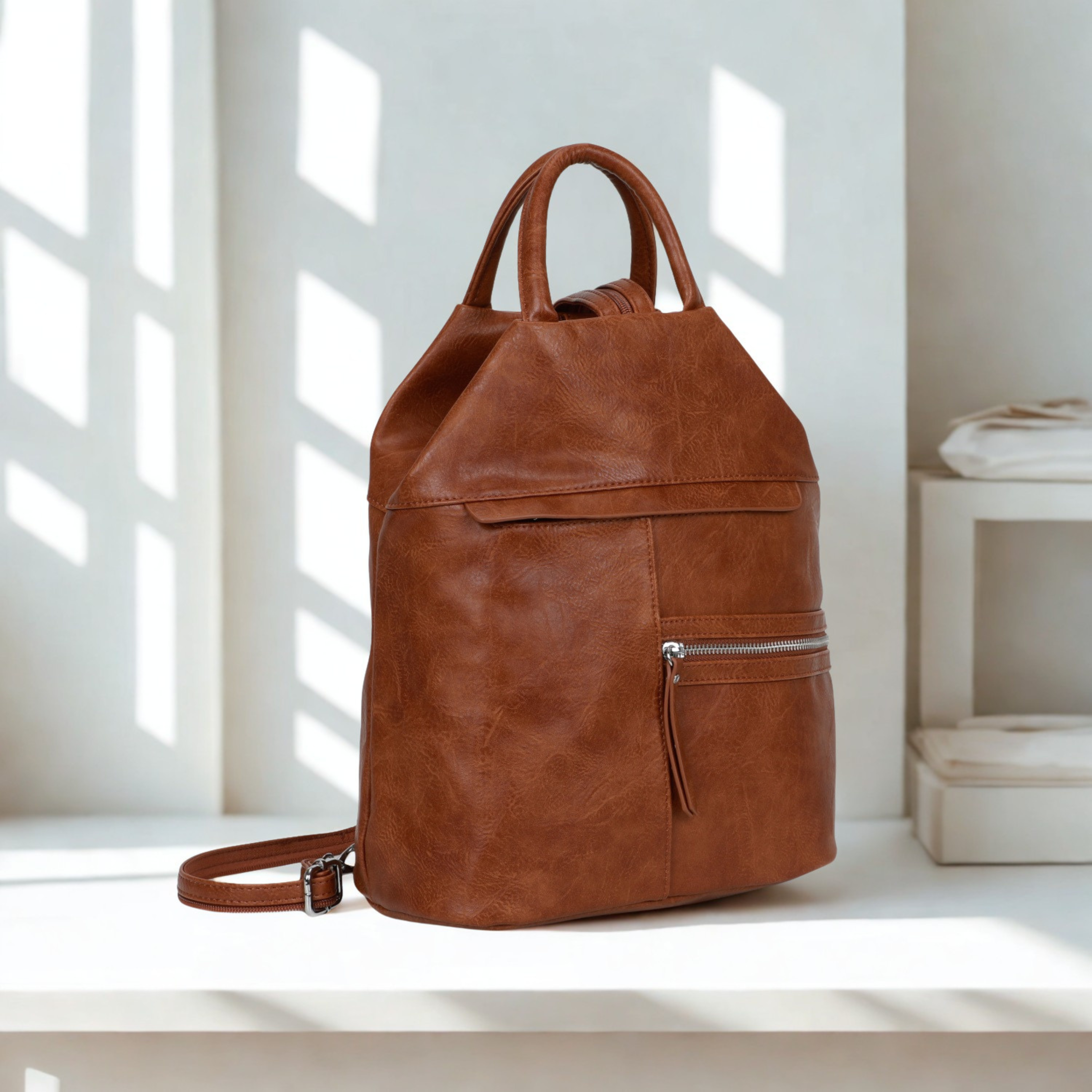 Women’s Faux Leather Backpack Bag – Ladies Convertible Shoulder Rucksack