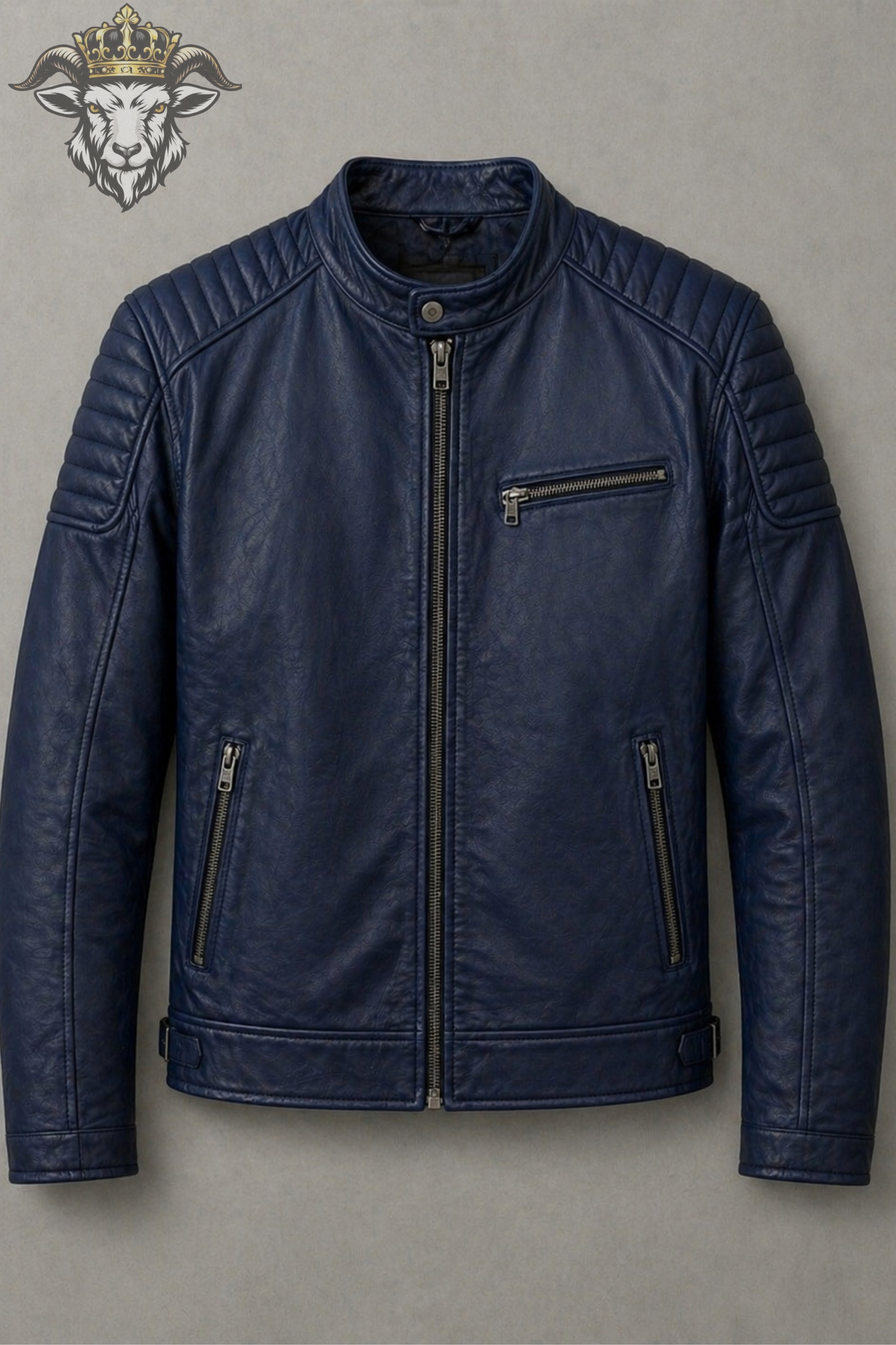 Men’s Indigo Real Leather Roadster Jacket