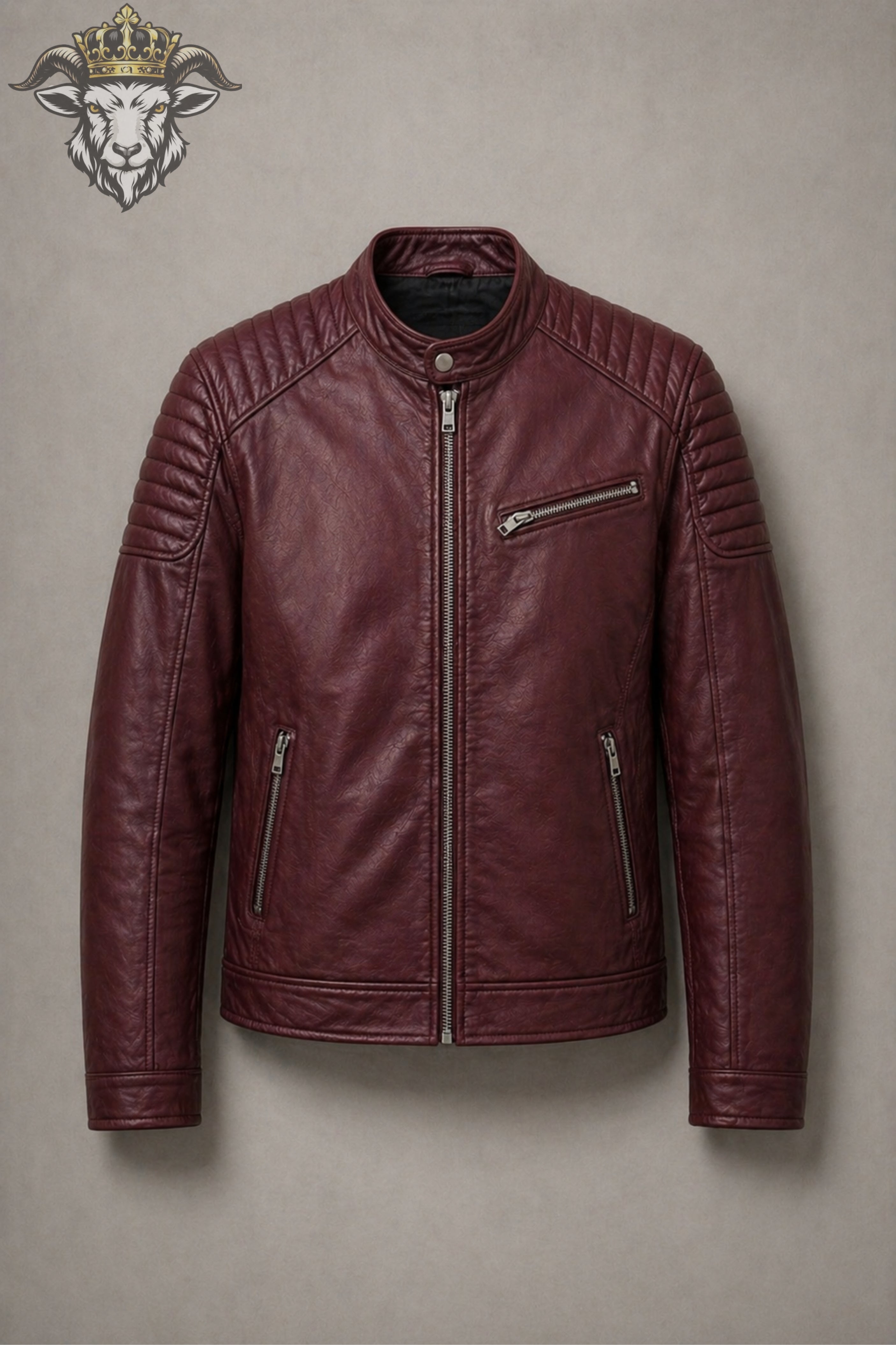 Men’s Burgundy Real Leather Roadster Jacket