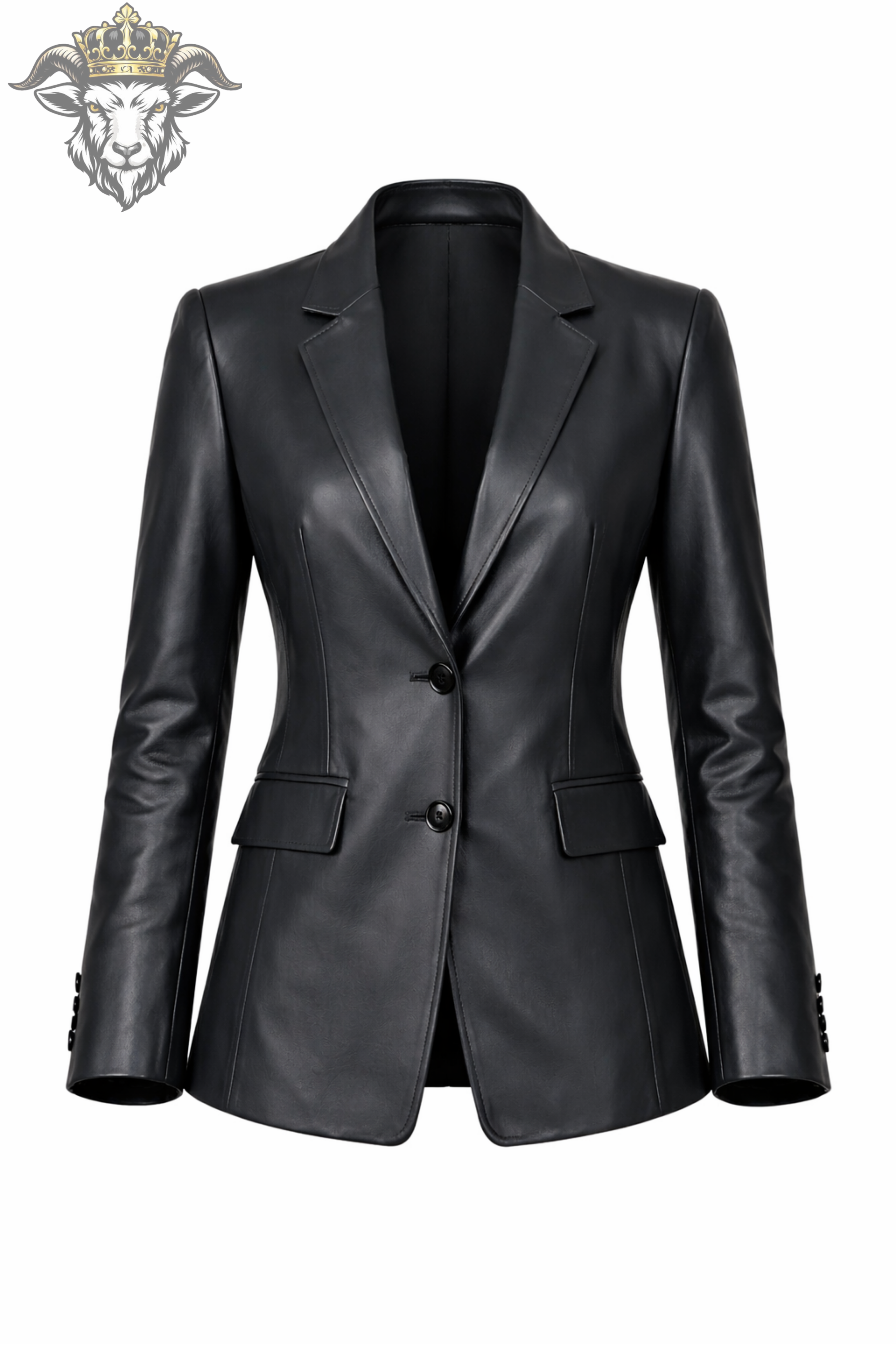 Women’s Dark Grey Real Leather Blazer – Premium Tailored Fit Jacket | Elegant Office & Casual Wear