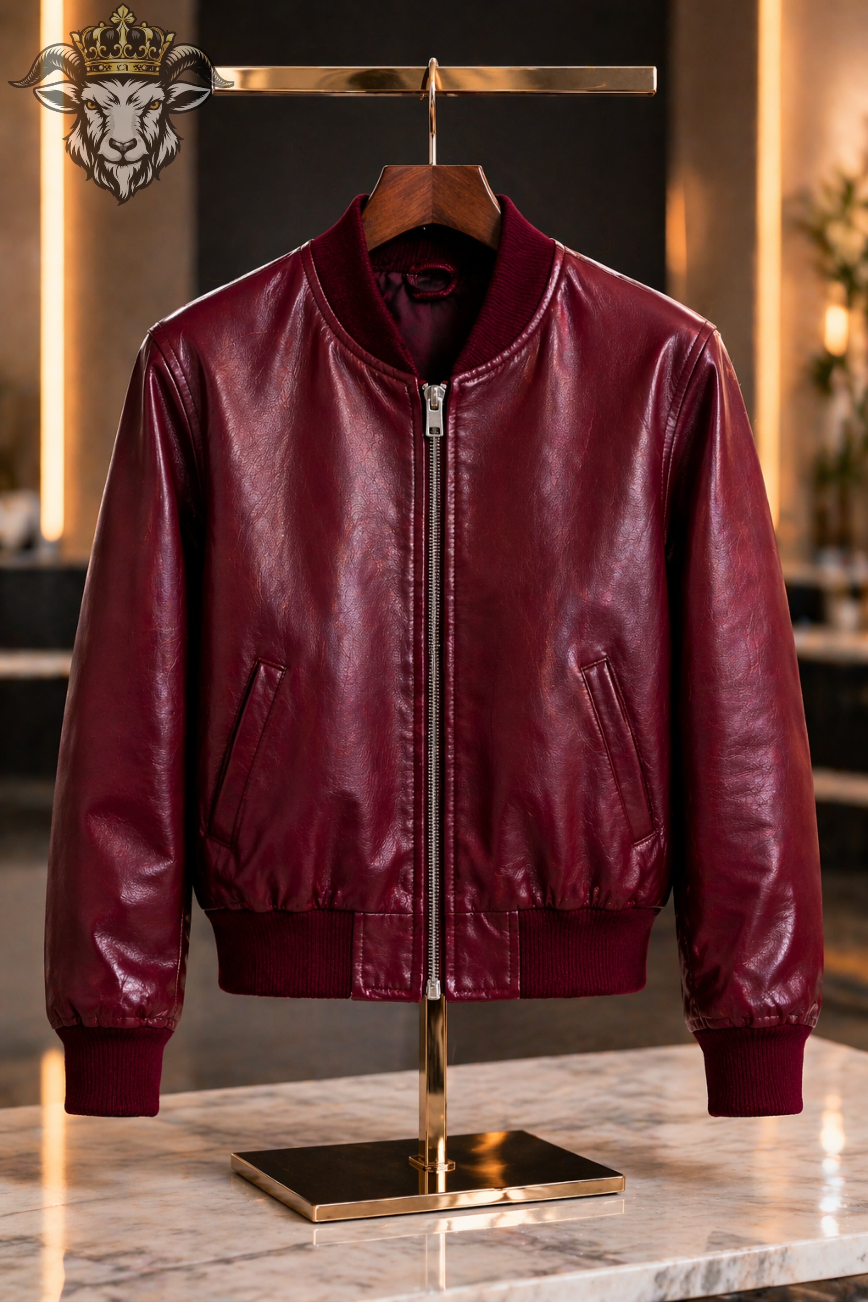 Women’s Burgundy Real Leather Bomber Jacket