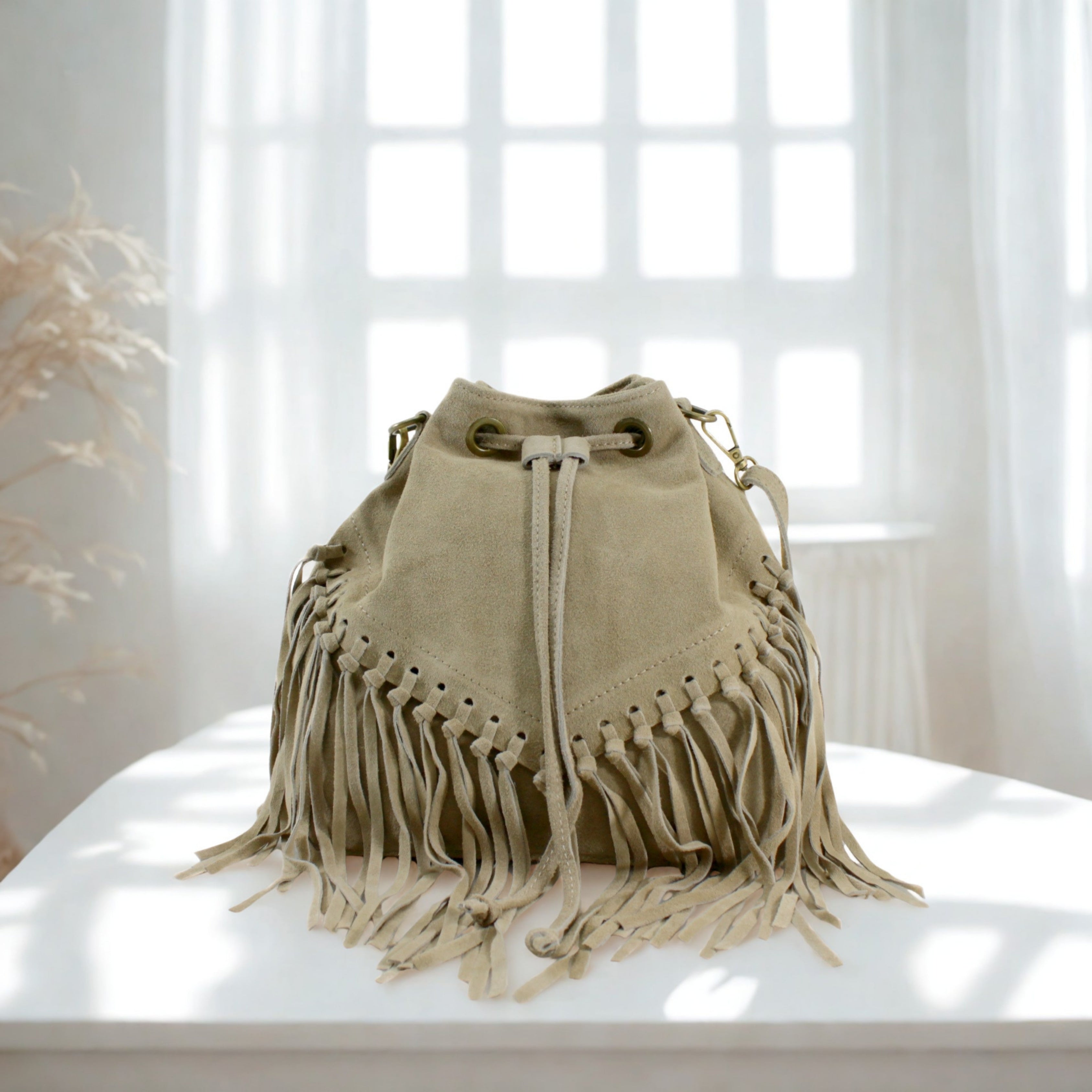 Italian Real Suede Bucket Bag