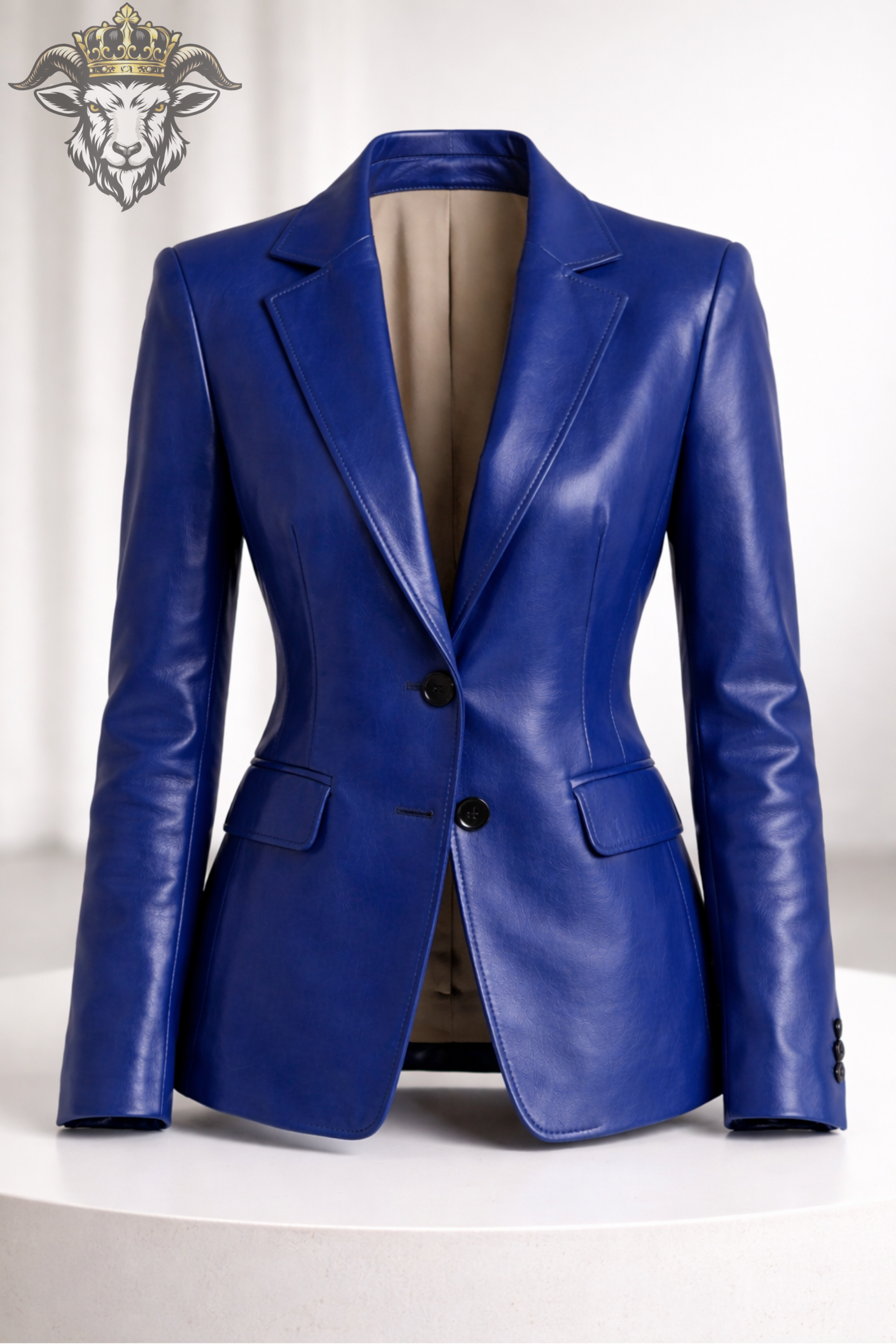 Women’s Royal Blue Real Leather Blazer – Premium Tailored Fit Jacket | Elegant Formal & Casual Outerwear