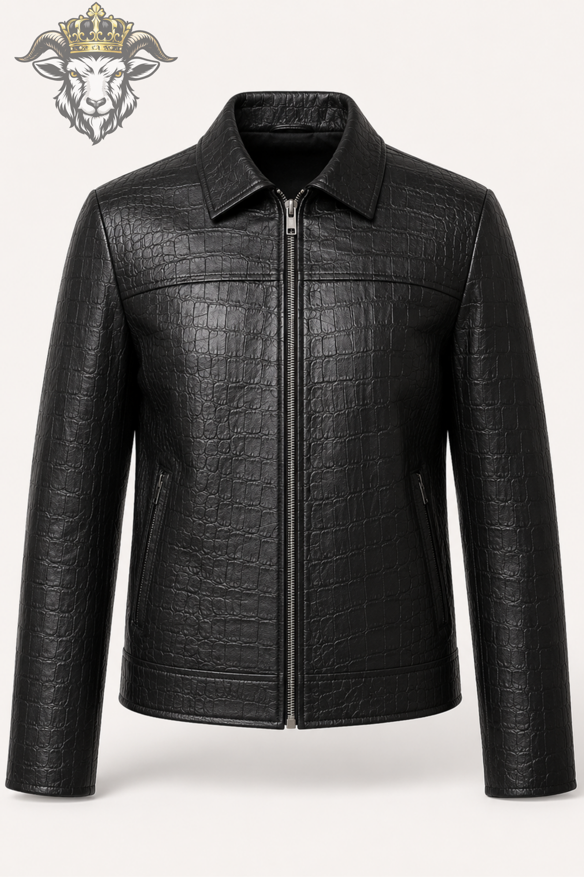 Women’s Black Crocodile Embossed Leather Jacket, Luxury Zip Up Biker Jacket, Textured Black Leather Coat, Premium Fashion Outerwear